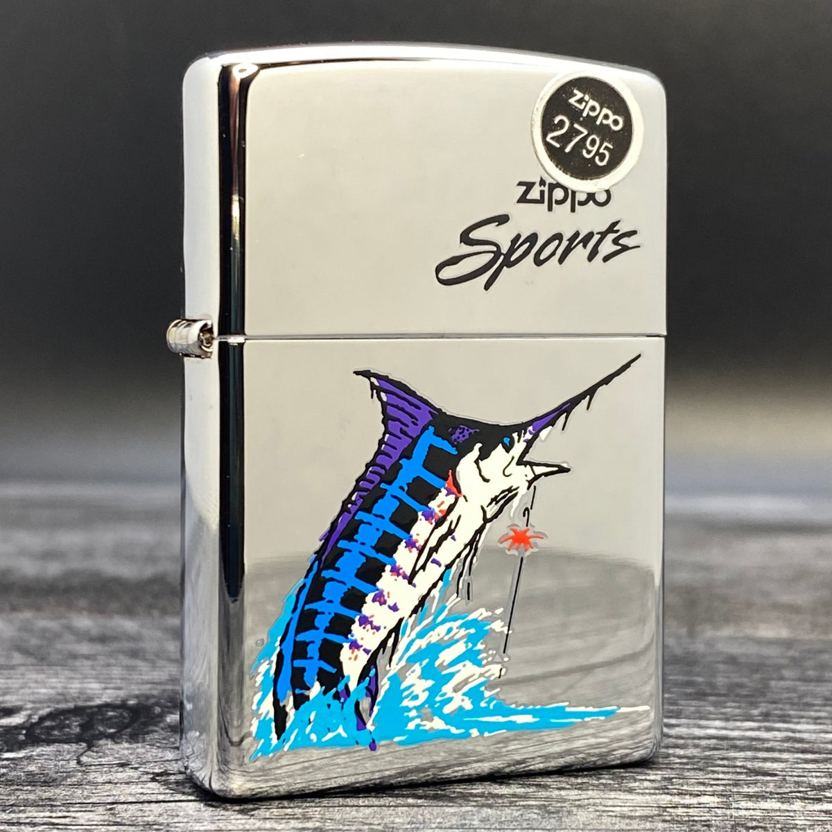 2000 Zippo Lighter - Marlin Fishing - High Polish Chrome - Riley&#39;s 66 LLC