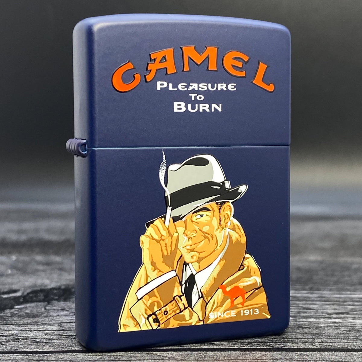 2000 Zippo Lighter - Pleasure to Burn Detective - Navy Matte - Riley&#39;s 66 LLC