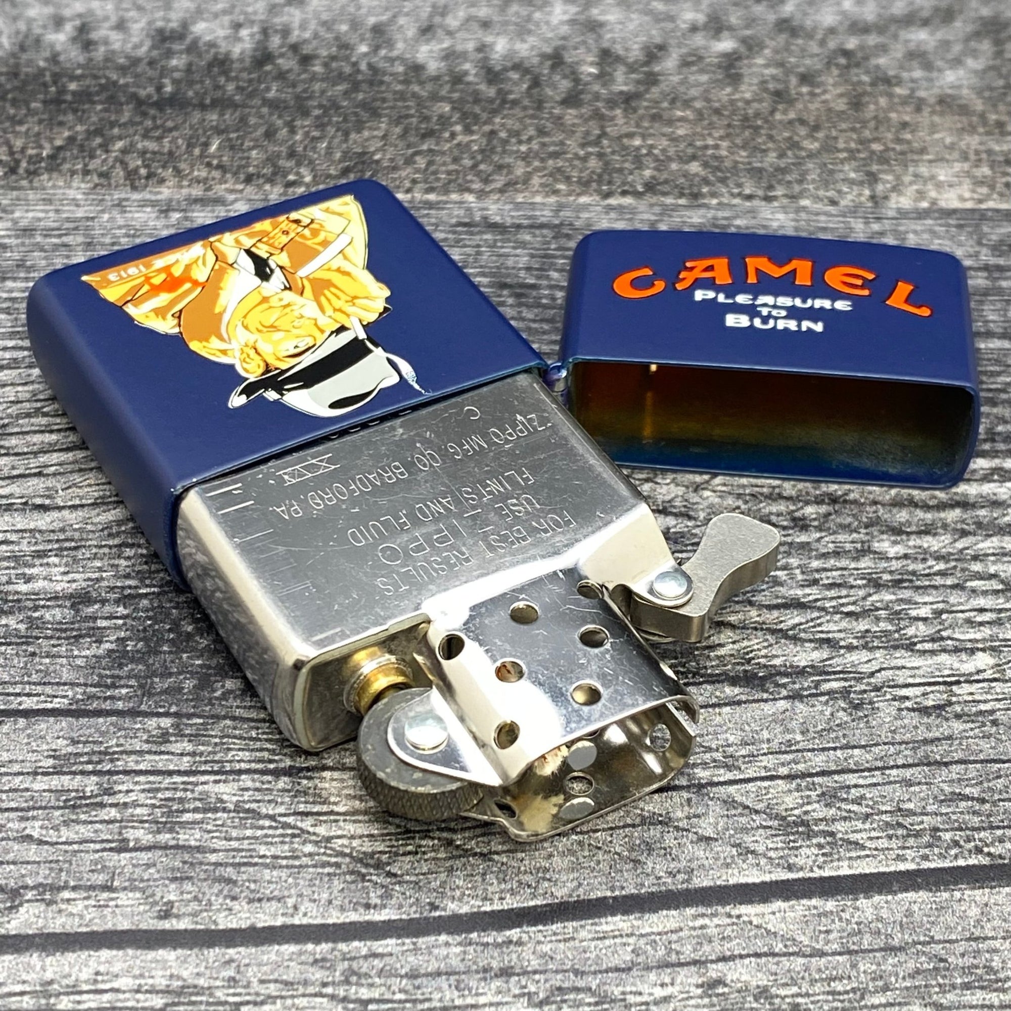 2000 Zippo Lighter - Pleasure to Burn Detective - Navy Matte - Riley's 66 LLC