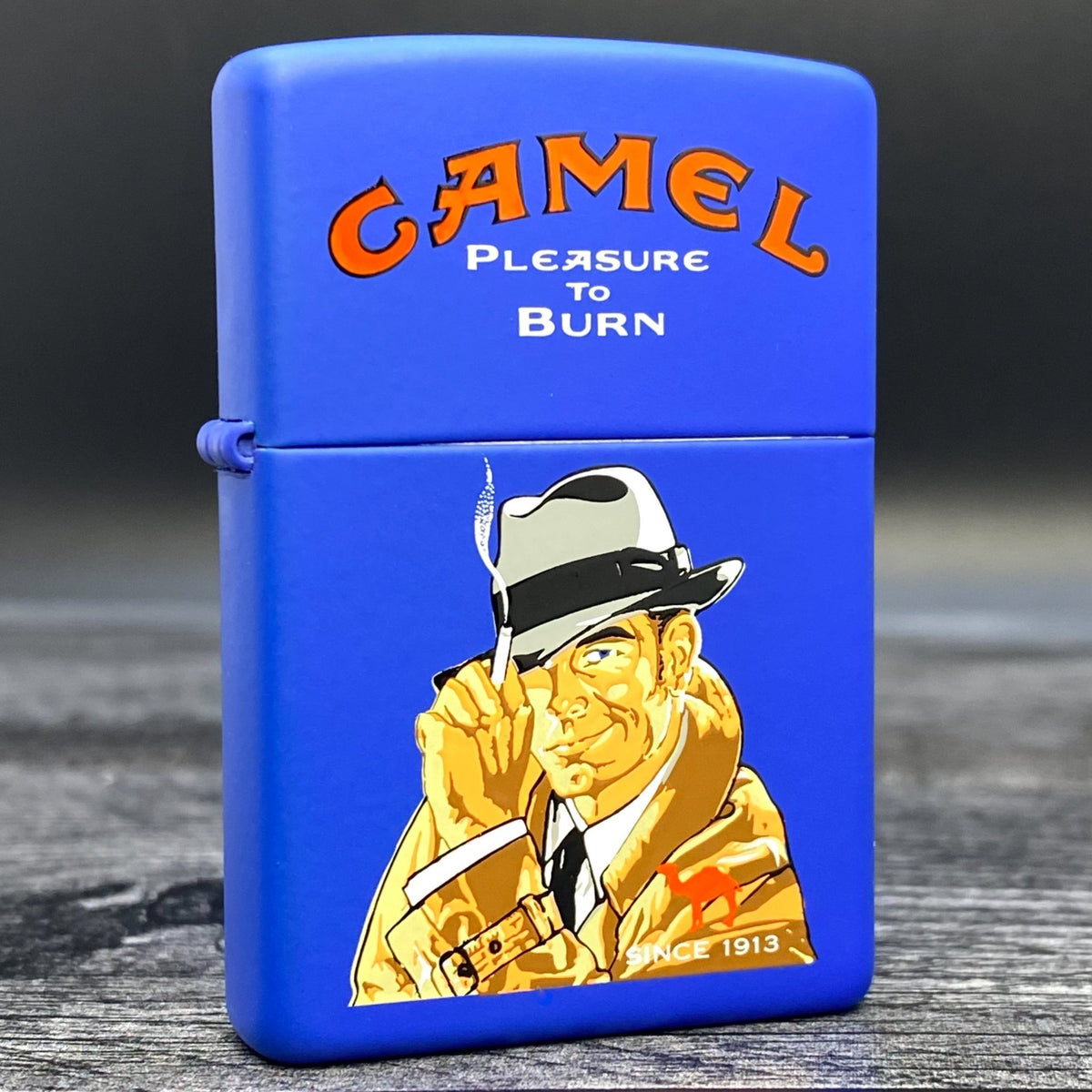 2000 Zippo Lighter - Pleasure to Burn Detective - Royal Blue Matte - Riley&#39;s 66 LLC