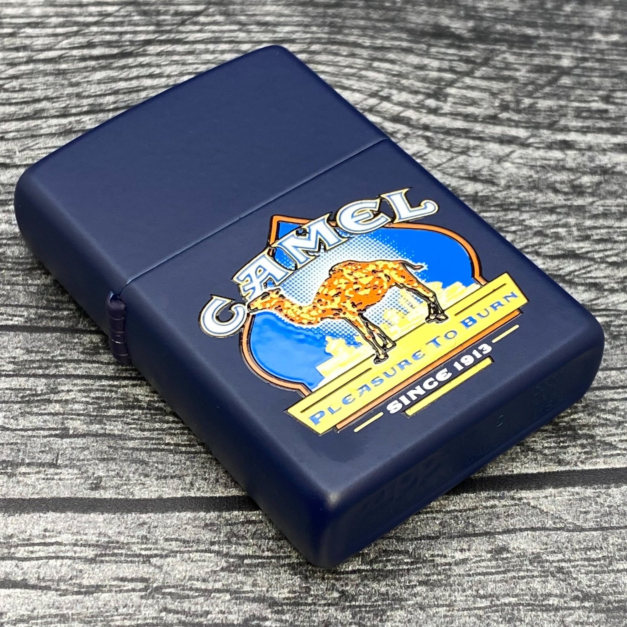 2000 Zippo Lighter - Pleasure to Burn - Navy Matte - Riley's 66 LLC