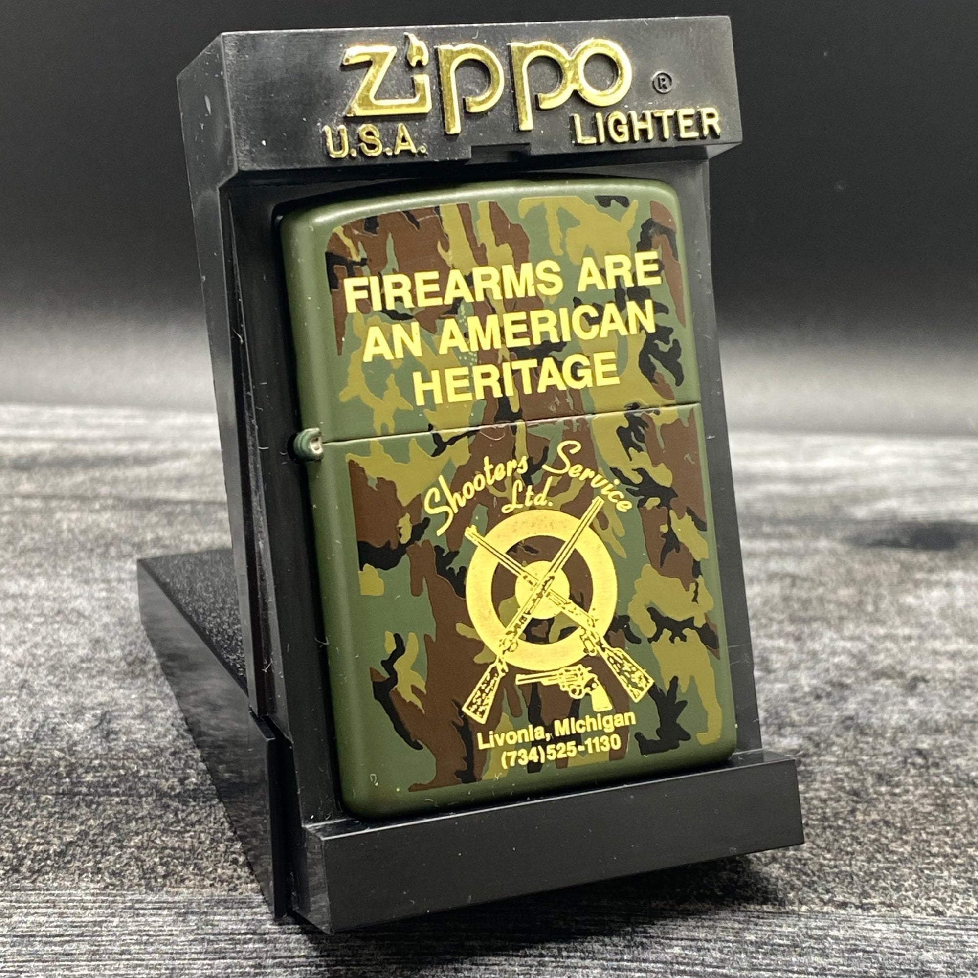 2000 Zippo Lighter - Shooters Service LTD - Camouflage - Riley's 66 LLC