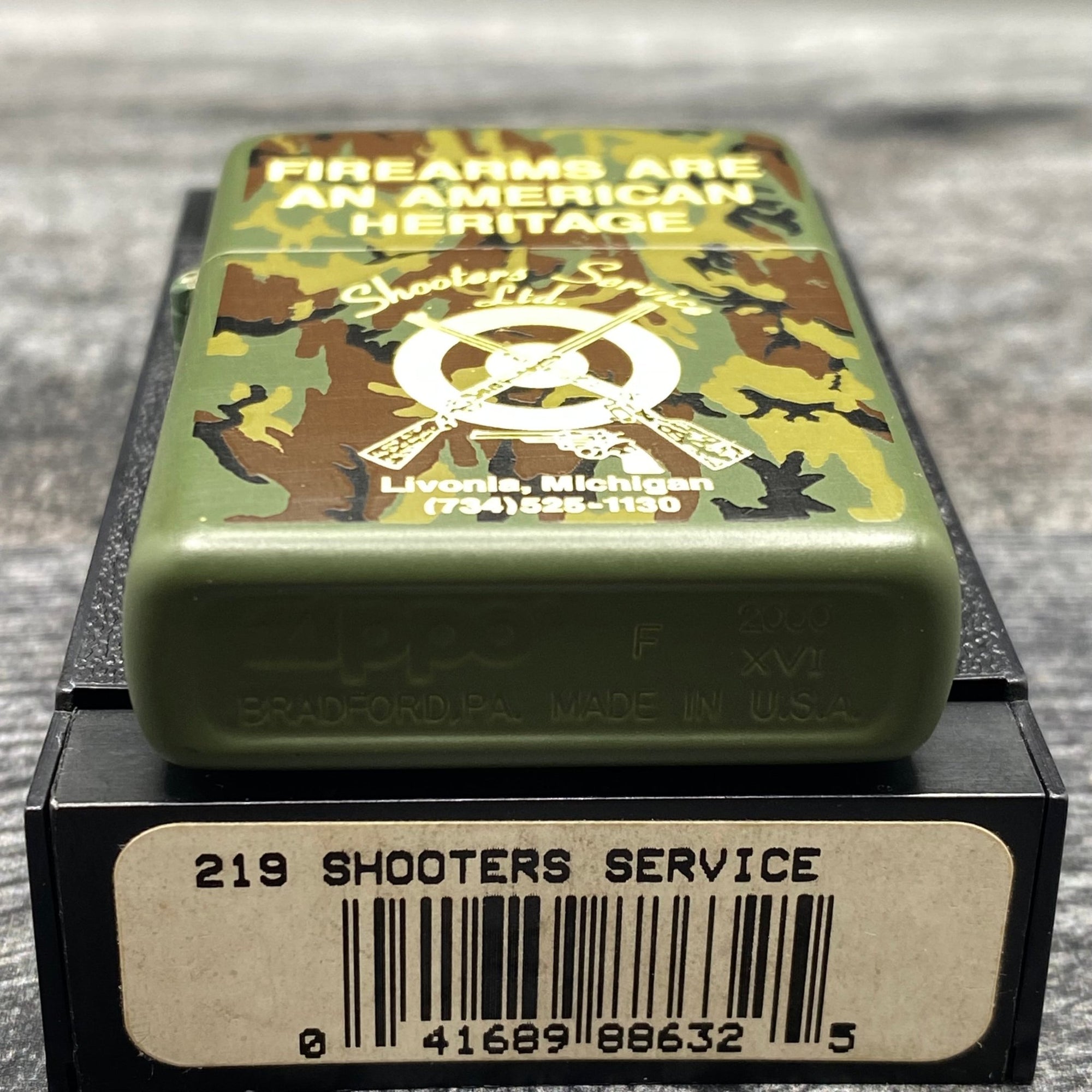 2000 Zippo Lighter - Shooters Service LTD - Camouflage - Riley's 66 LLC