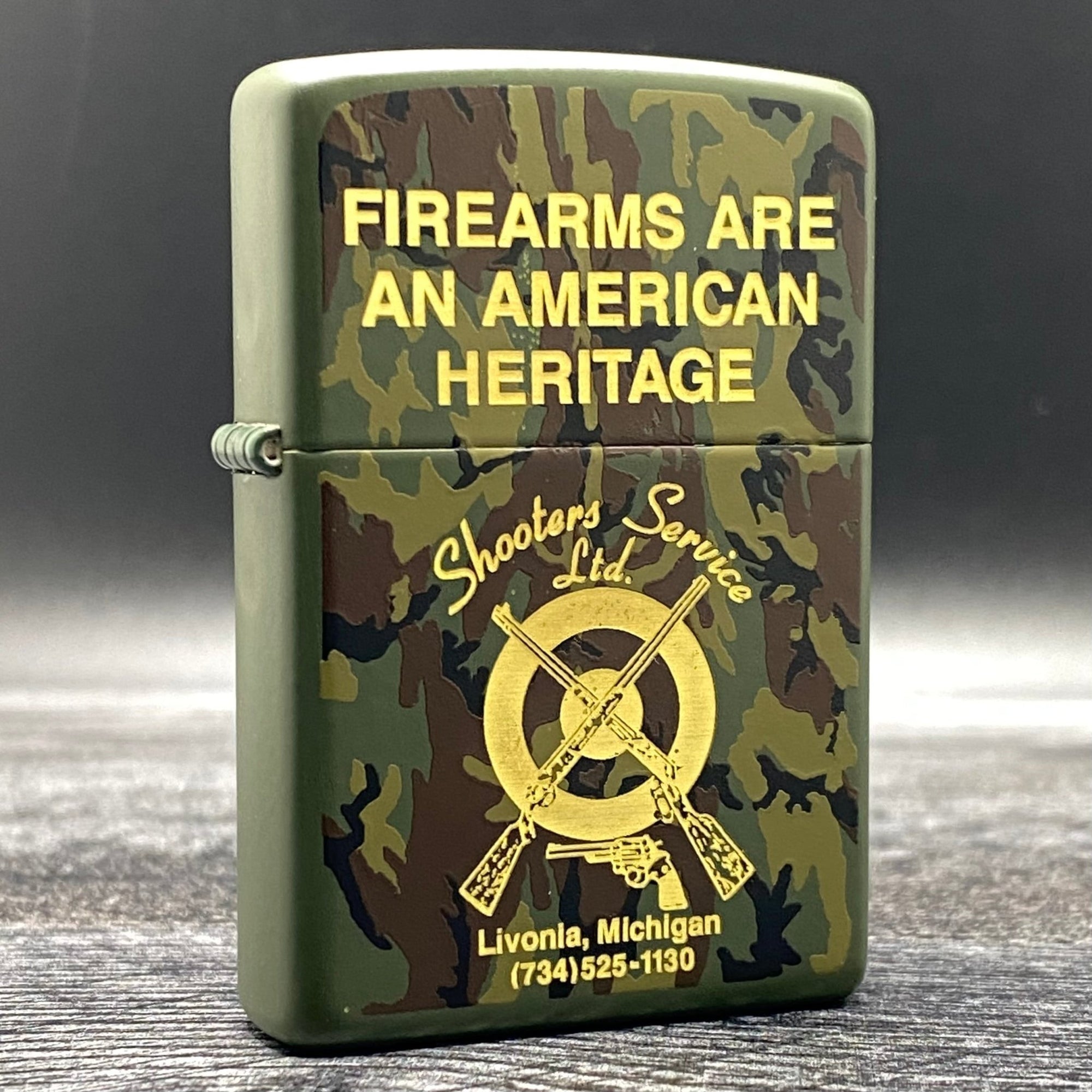 2000 Zippo Lighter - Shooters Service LTD - Camouflage - Riley's 66 LLC