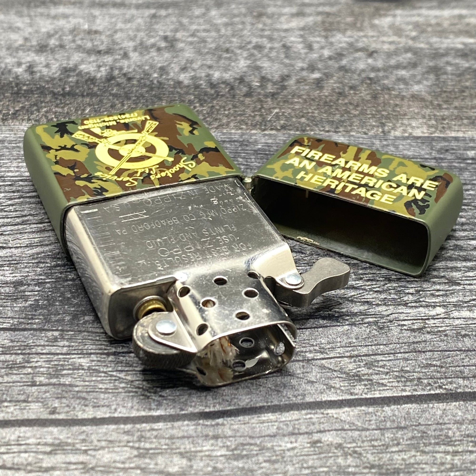 2000 Zippo Lighter - Shooters Service LTD - Camouflage - Riley's 66 LLC