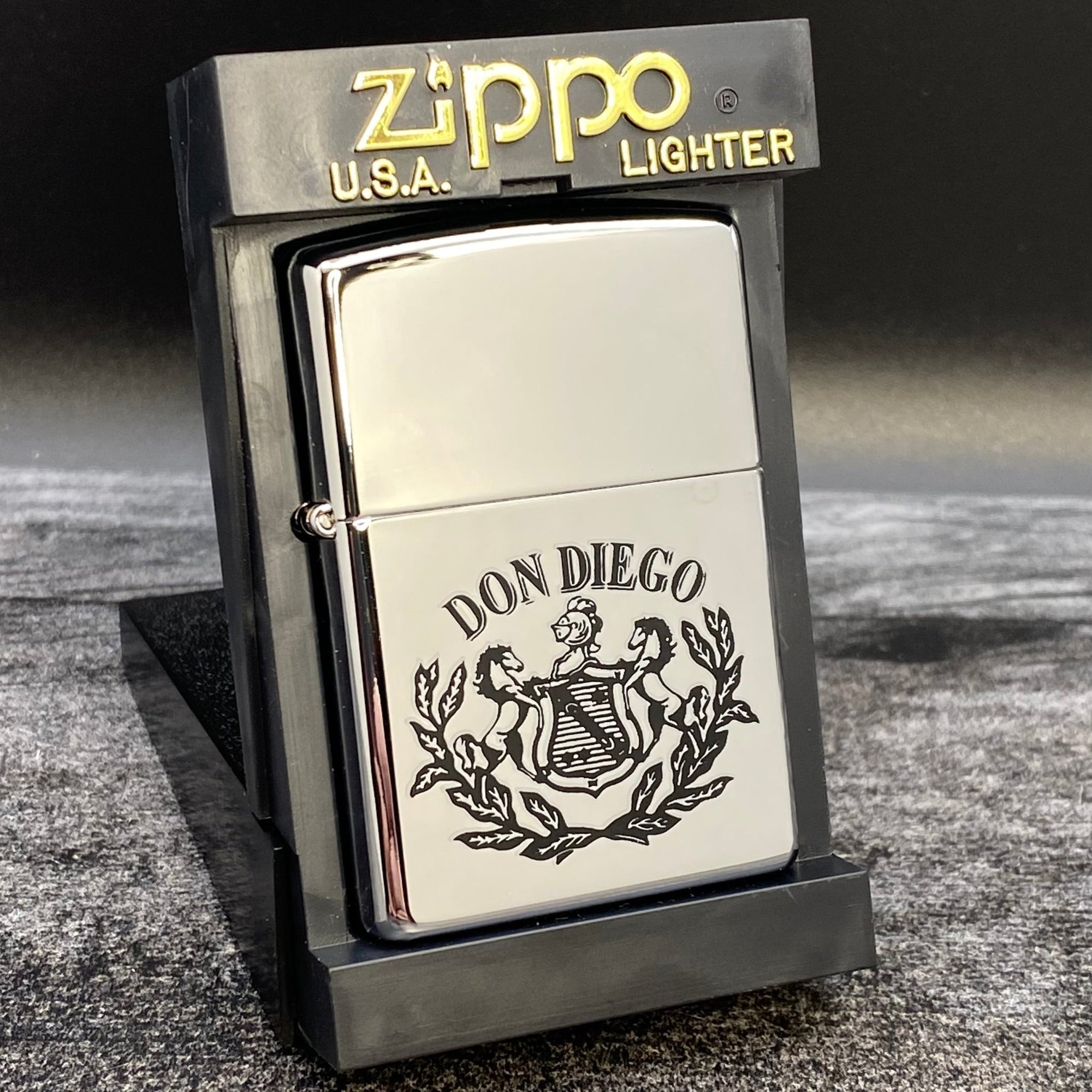 2001 Zippo Lighter - Don Diego Cigars - High Polish Chrome - Riley's 66 LLC