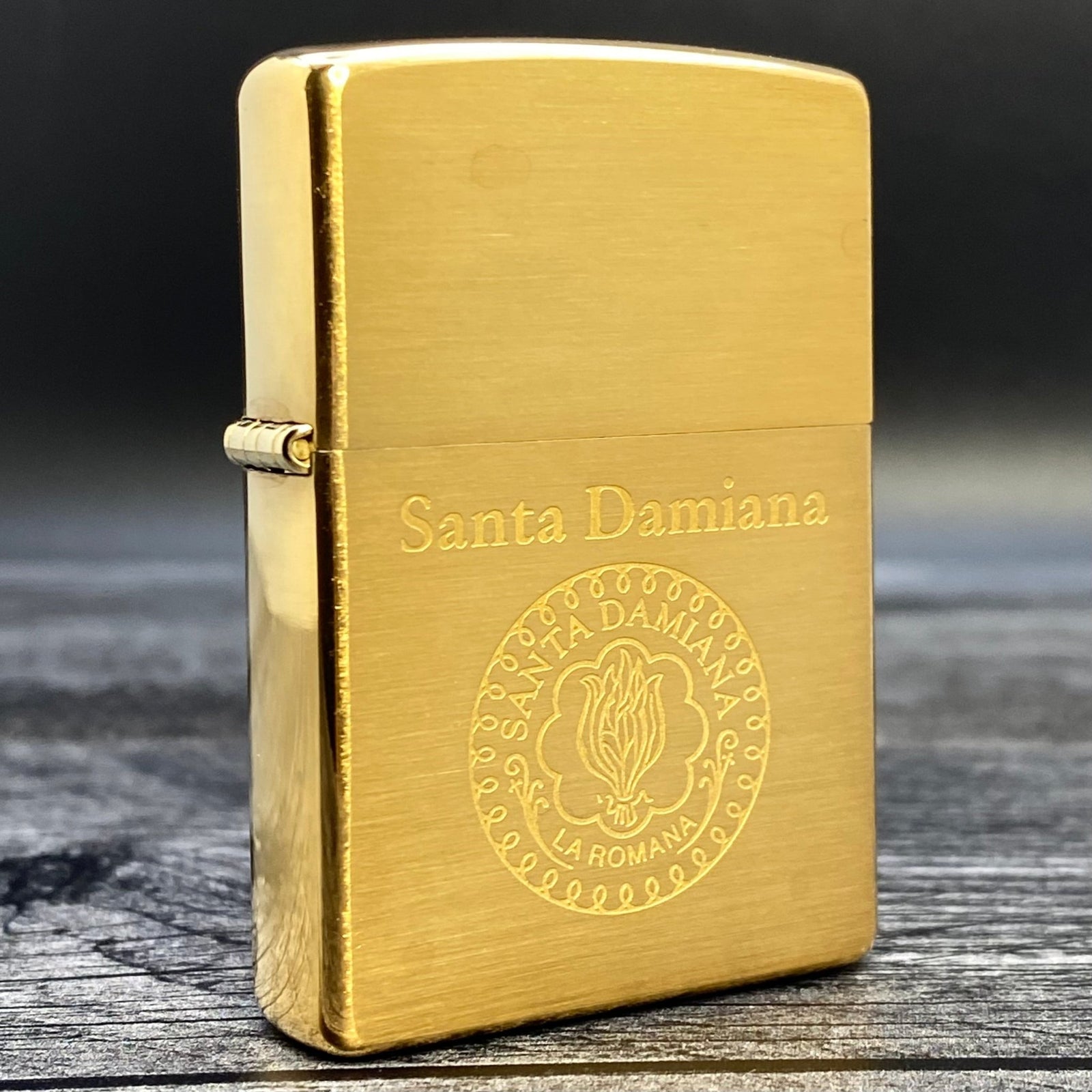 2001 Zippo Lighter - Santa Damiana Cigars - Brushed Brass - Riley's 66 LLC