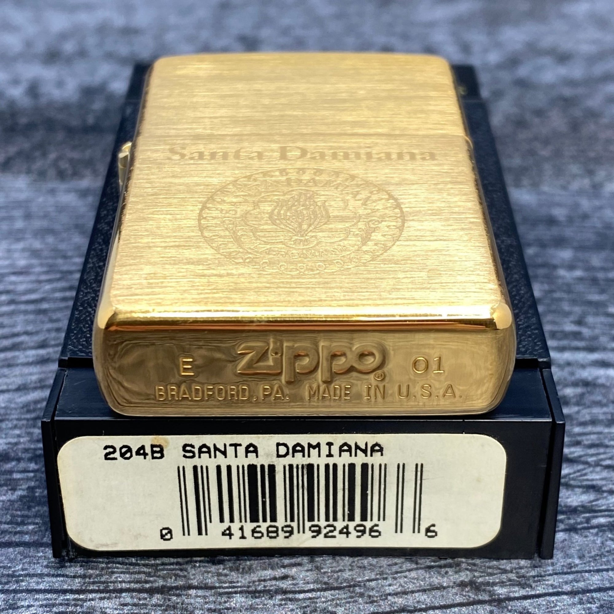 2001 Zippo Lighter - Santa Damiana Cigars - Brushed Brass - Riley's 66 LLC