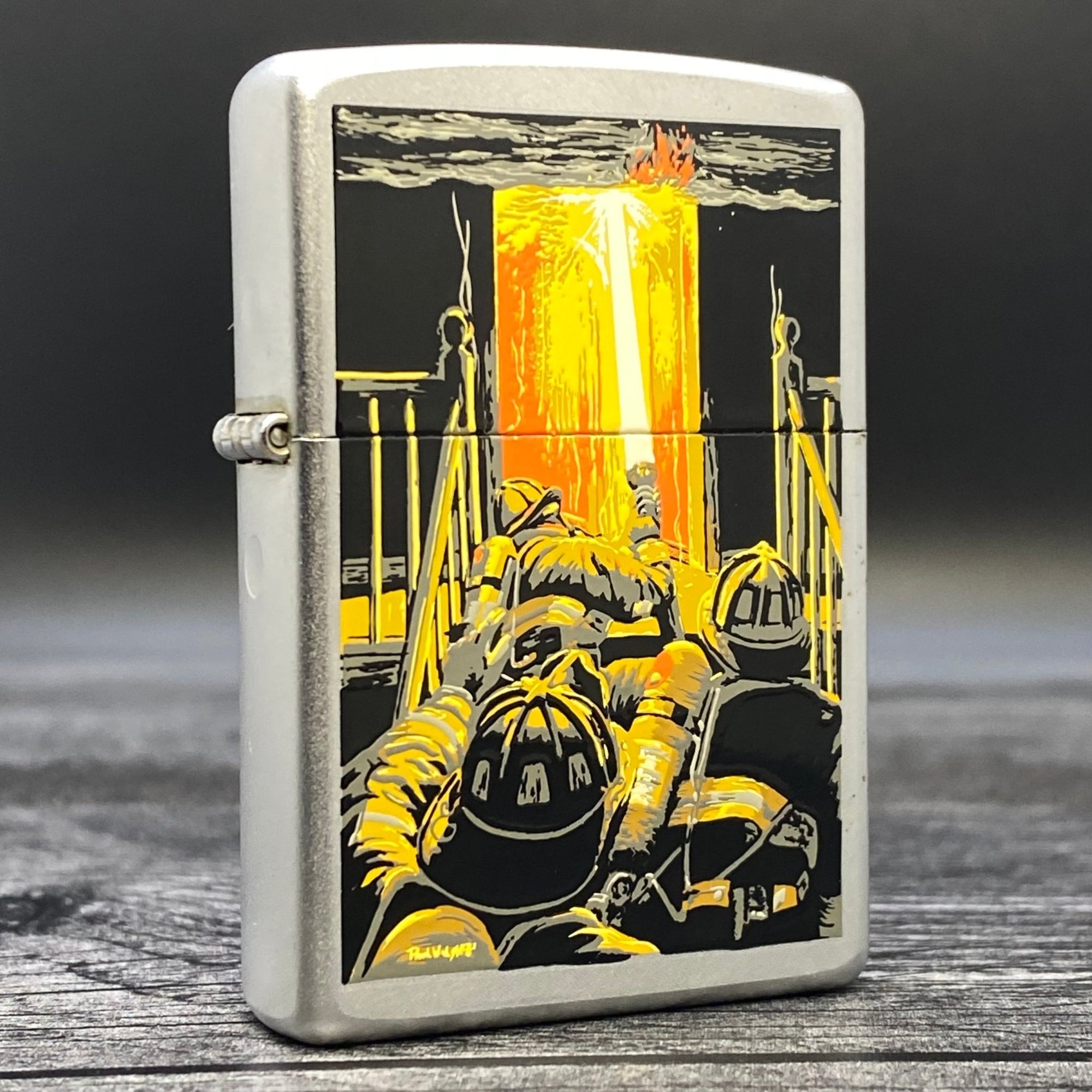 2002 Zippo Lighter - Firemen - Satin Chrome - Riley's 66 LLC