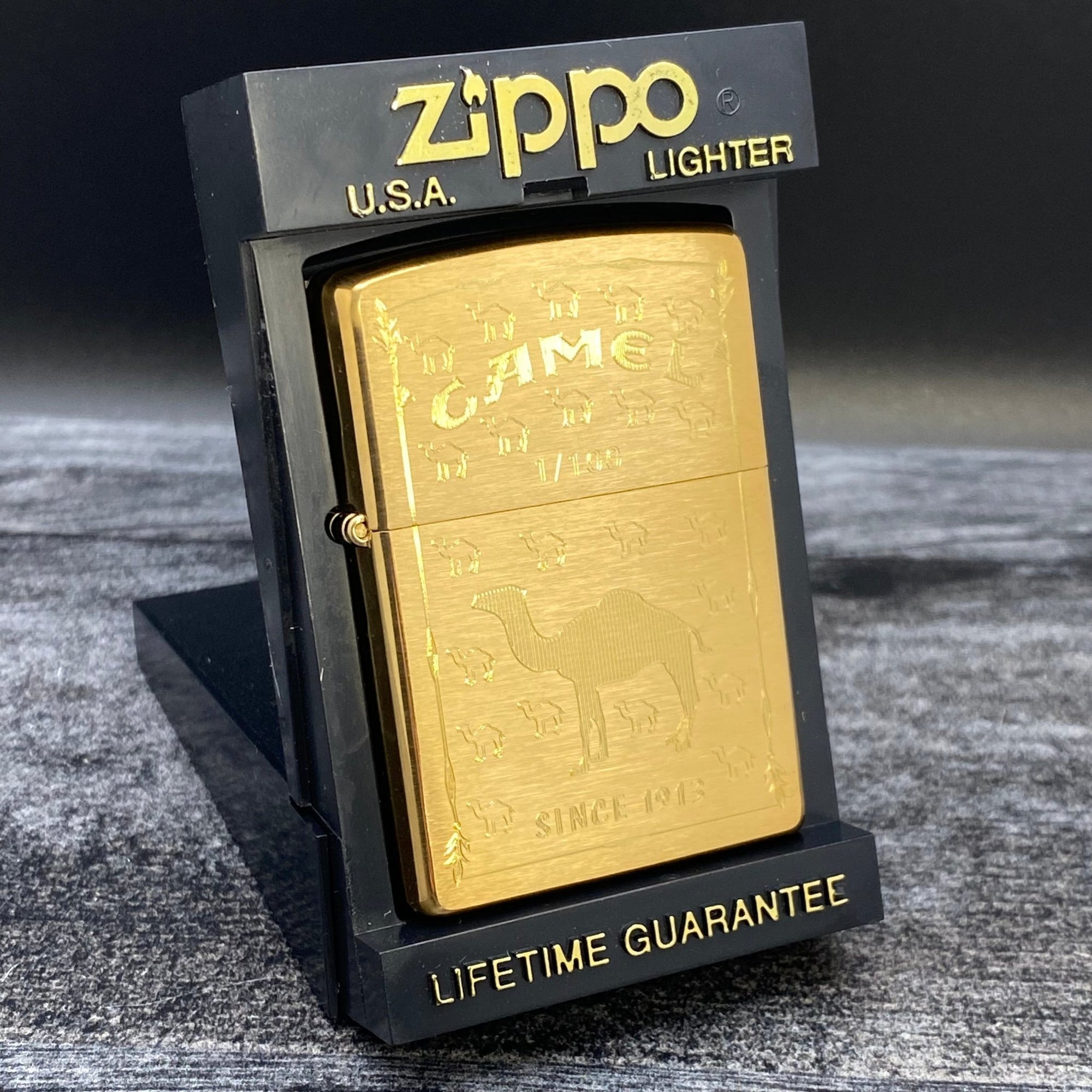 2005 Zippo Lighter - Camel Wallpaper Only 100 Made - Brushed Brass - Riley's 66 LLC