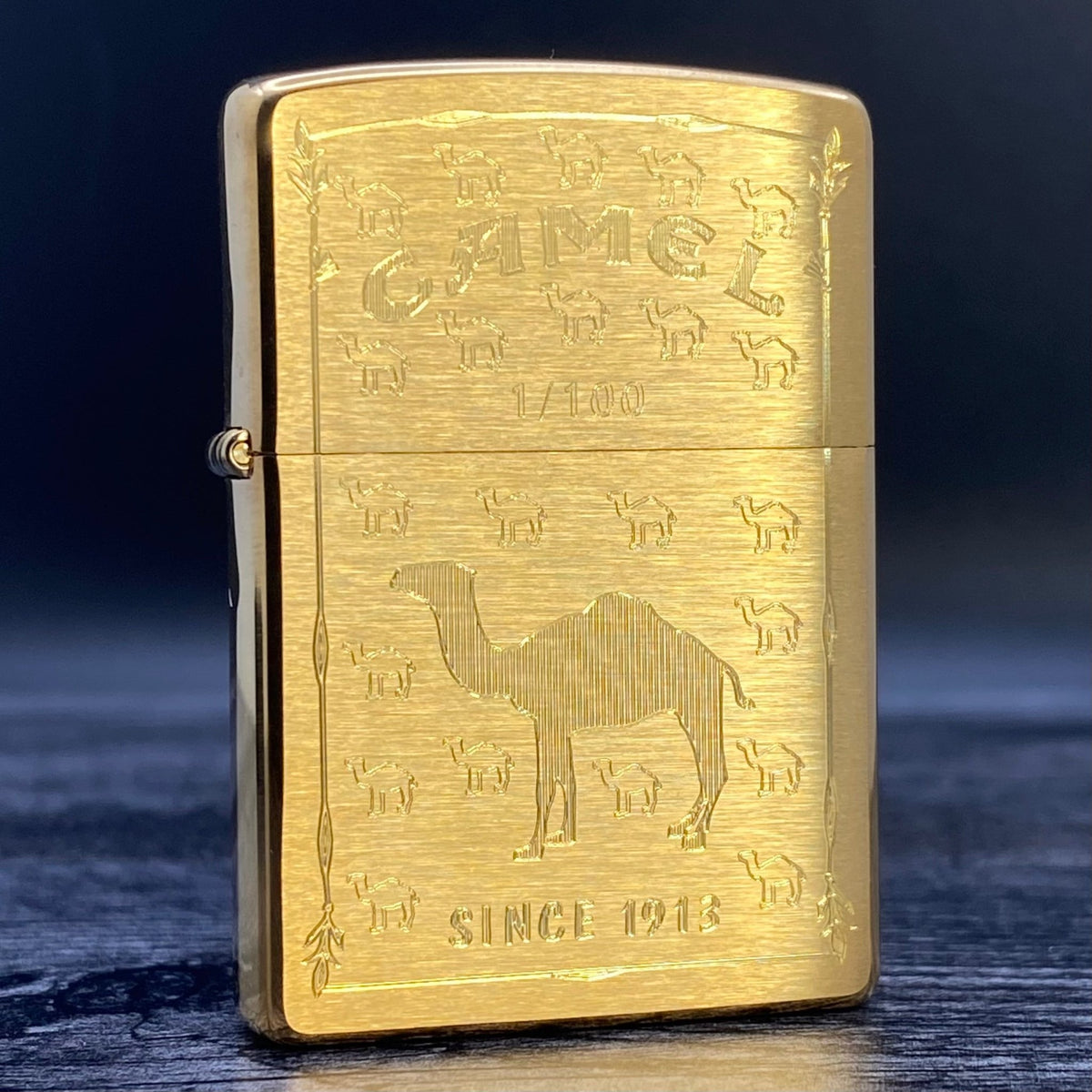 2005 Zippo Lighter - Camel Wallpaper Only 100 Made - Brushed Brass - Riley&#39;s 66 LLC