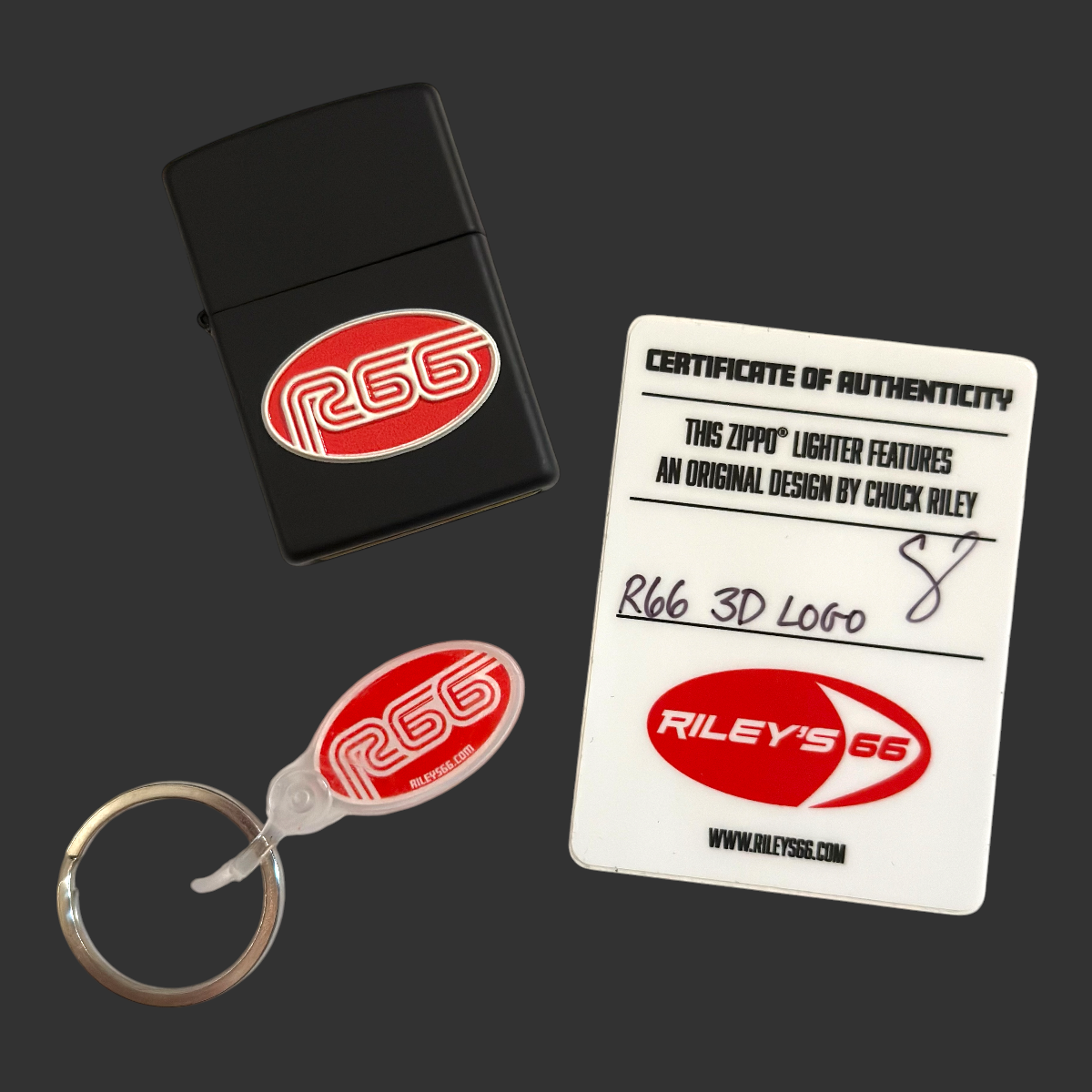 Original Riley's 66 3D Logo Zippo Lighter with Pipe Insert