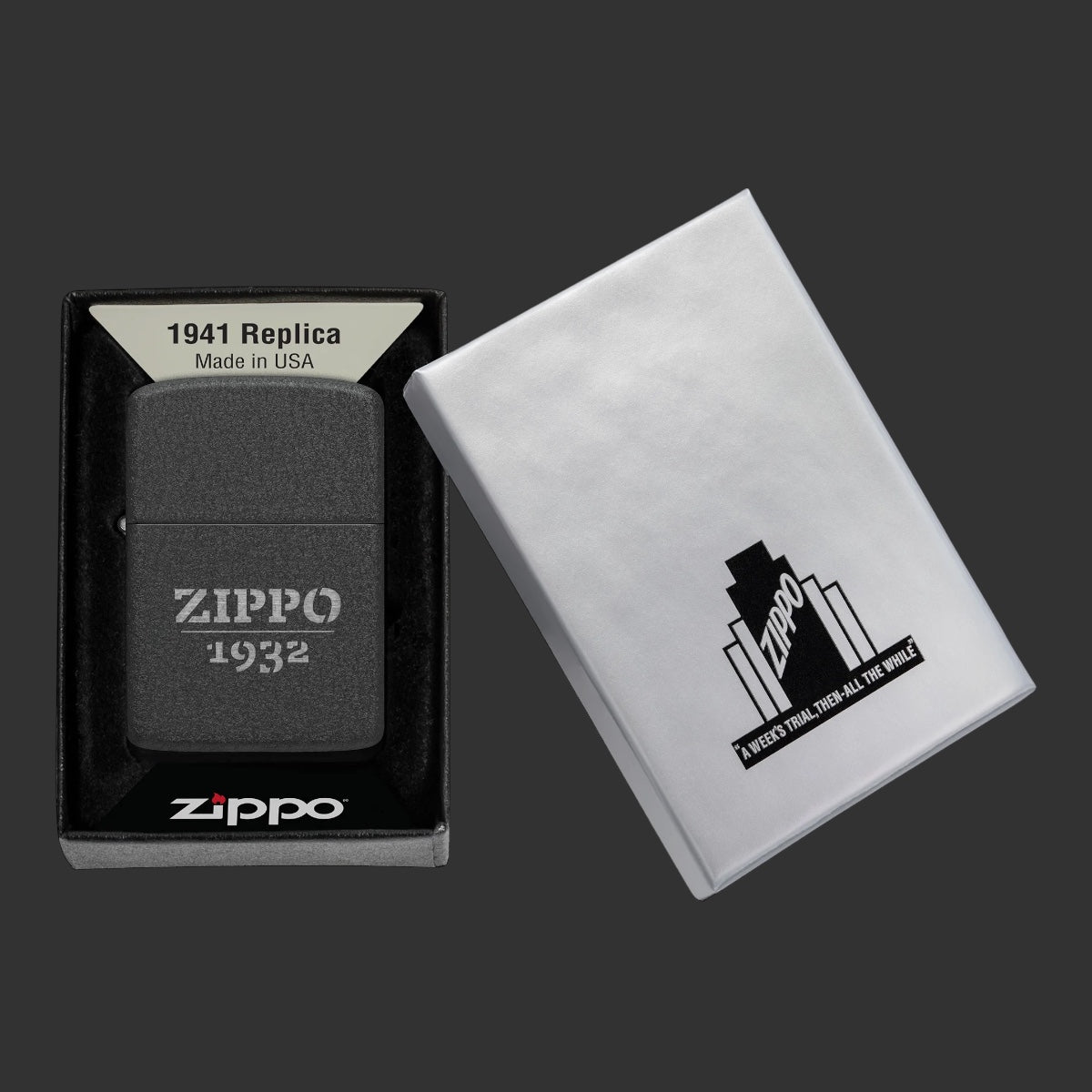 Zippo Lighter Design 1941 Replica Black Crackle