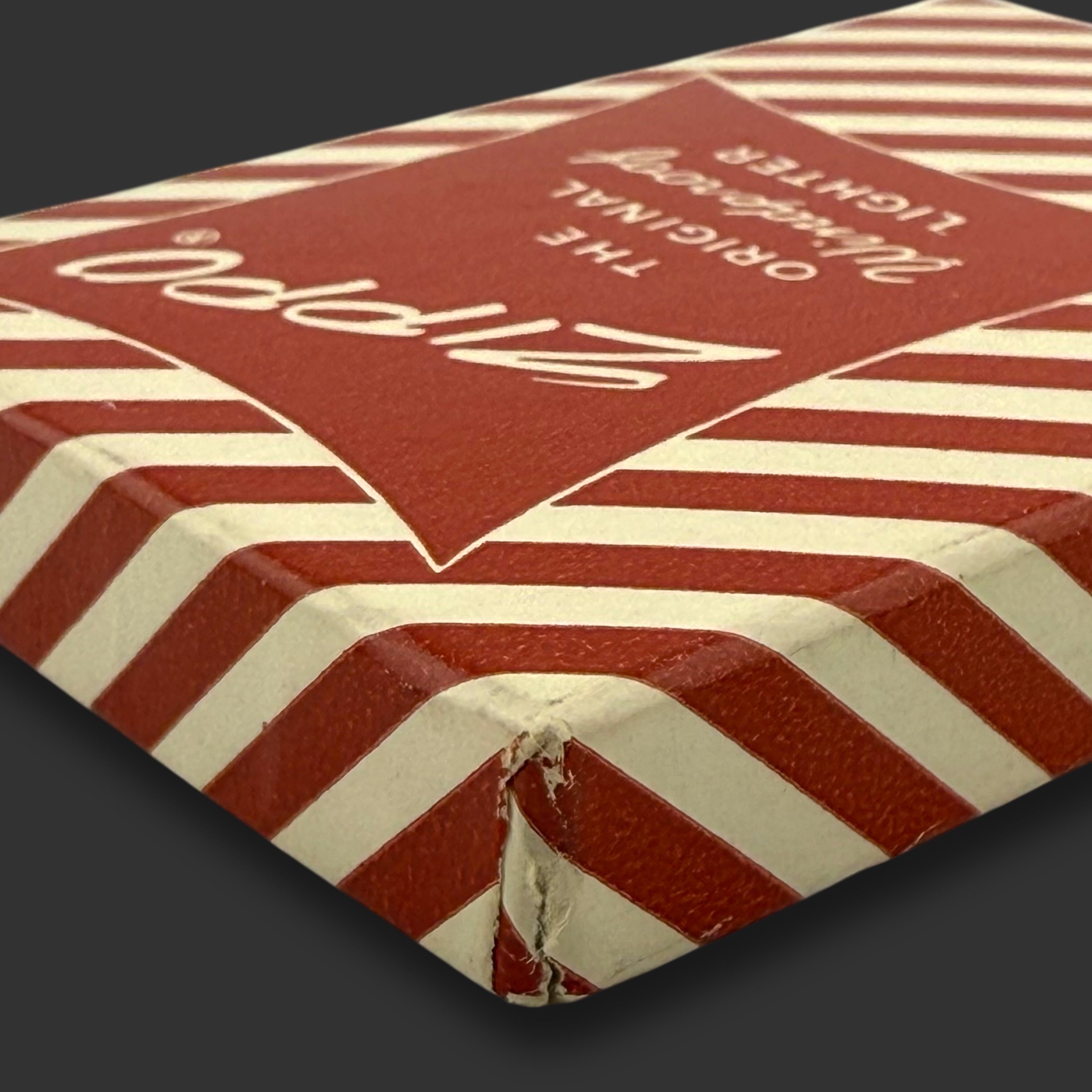 Vintage Zippo Lighter Red & White Candy Stripe Box & Shipping Box
