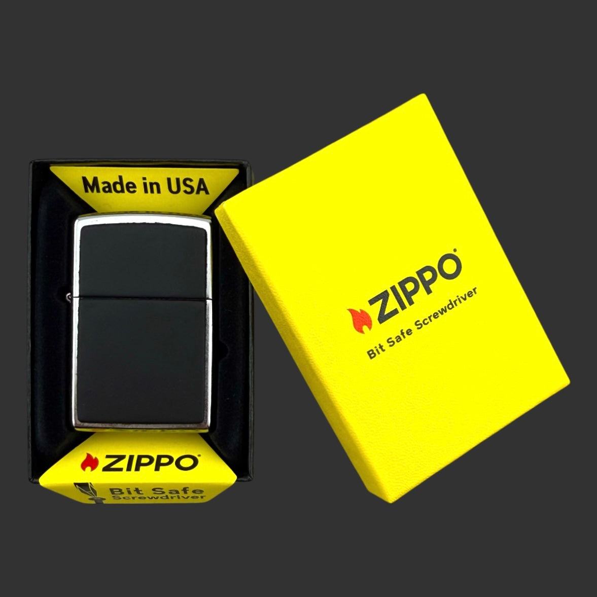 Zippo Black Leather Emblem Bit Safe Screwdriver