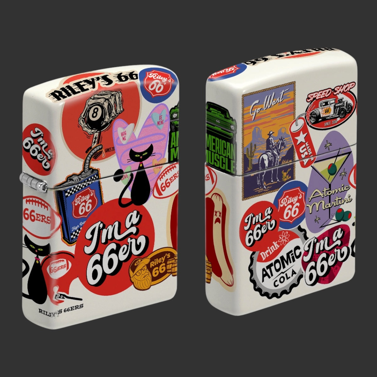 Original Riley's 66 Stickers Zippo Lighter