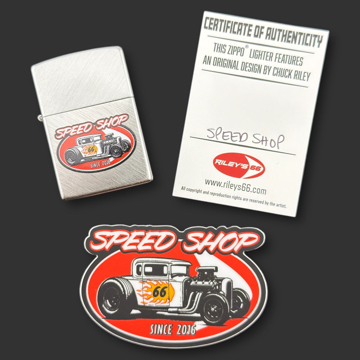 EXCLUSIVE - Riley's 66 Zippo Lighter - Speed Shop - Herringbone Sweep