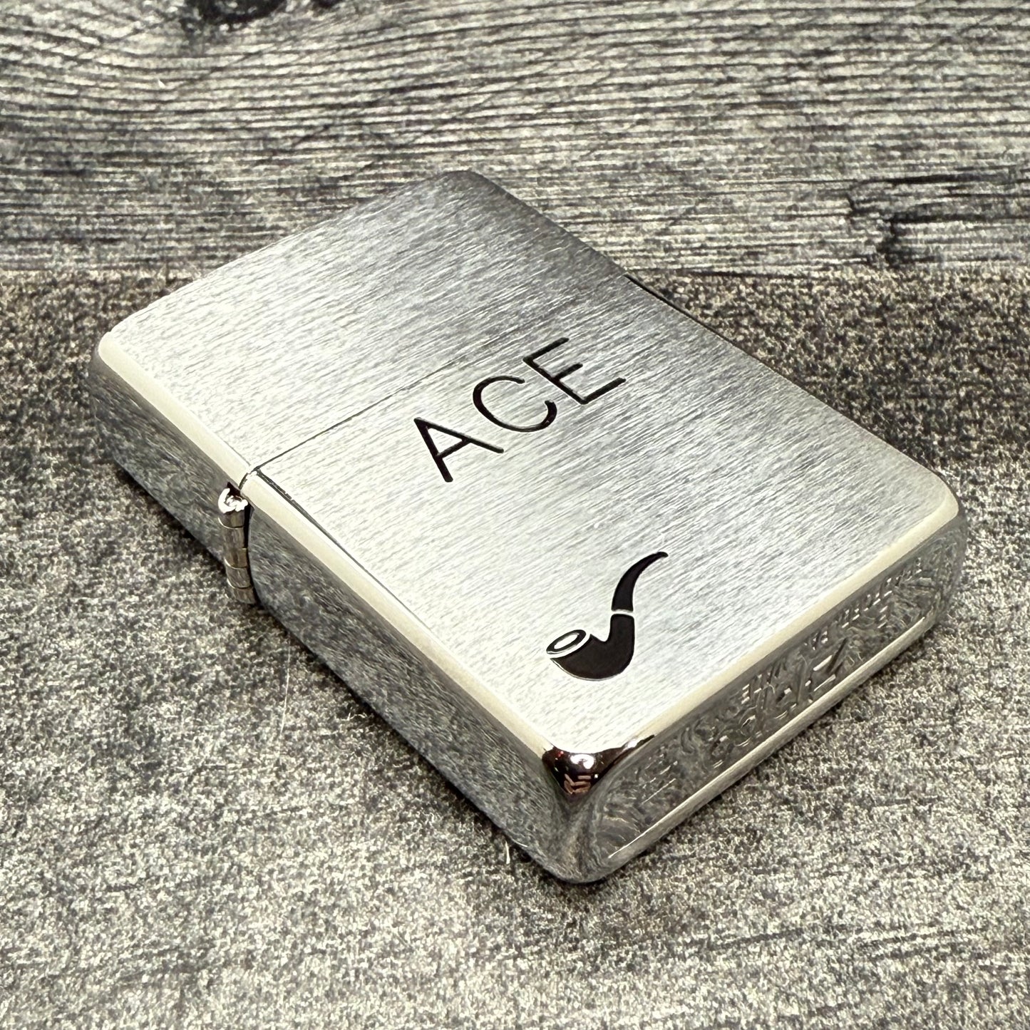 1995 Zippo Pipe Lighter - ACE - Brushed Chrome