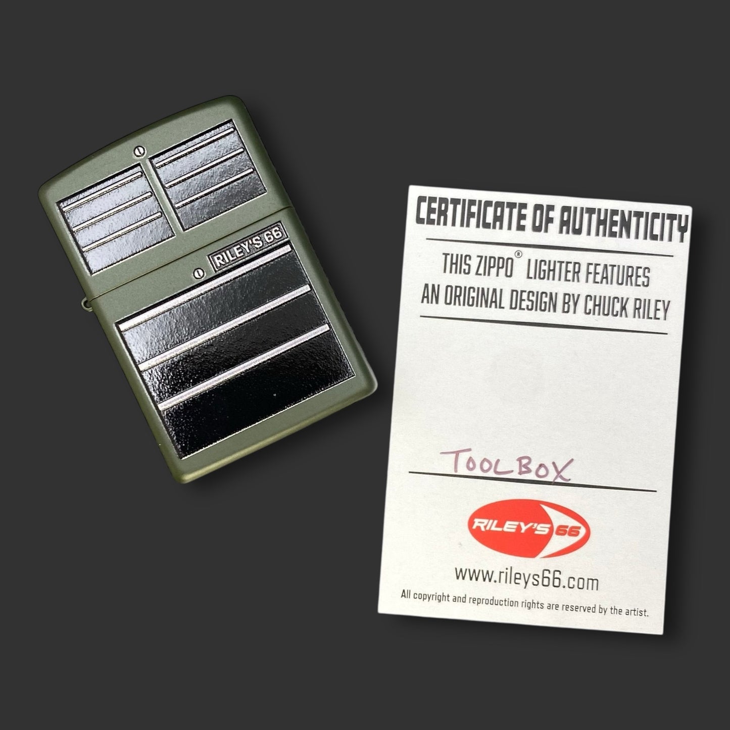 EXCLUSIVE - Riley's 66 Zippo Lighter - Toolbox - Green Matte