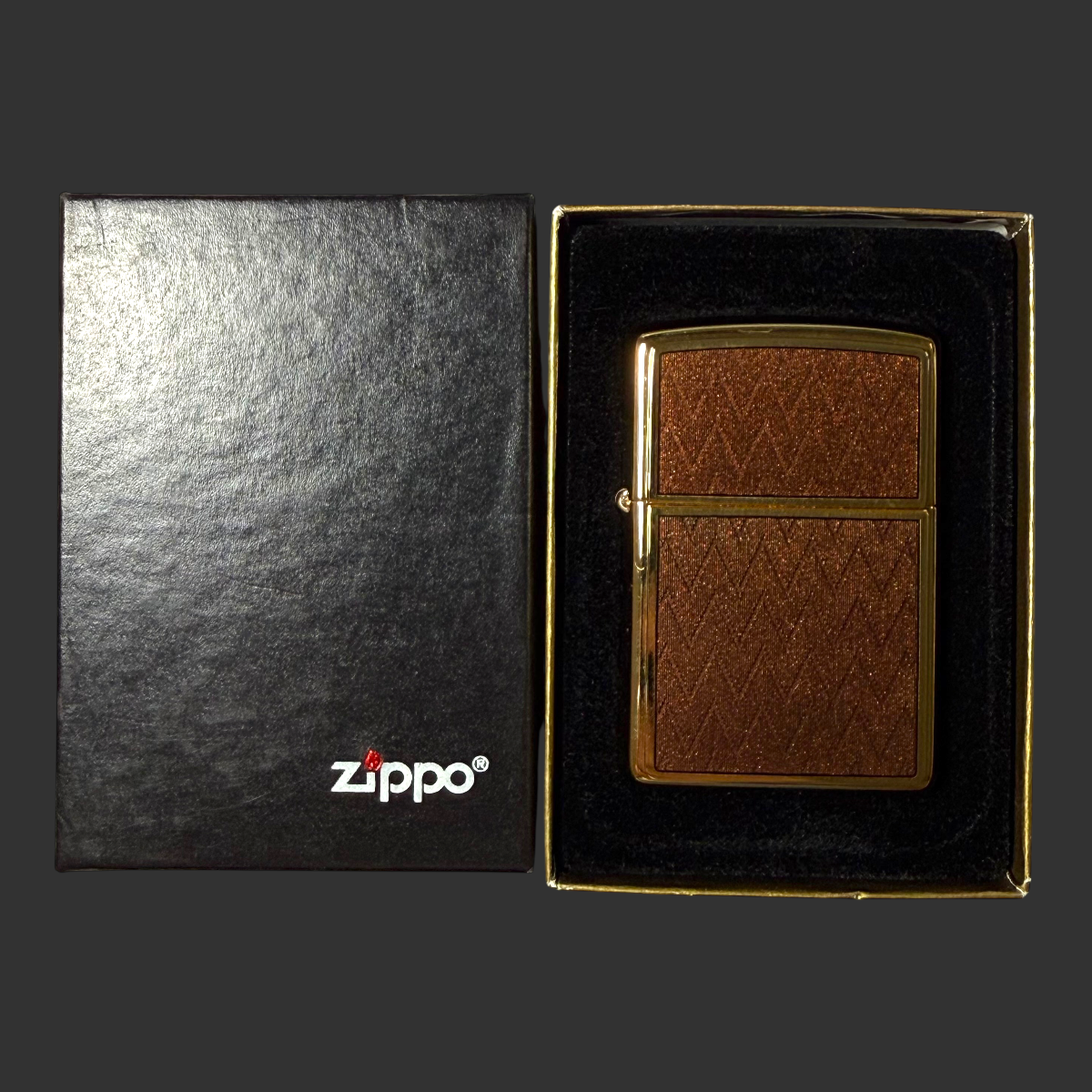 Brown Flame Stitch Zippo Lighter