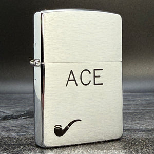 1995 Zippo Pipe Lighter - ACE - Brushed Chrome