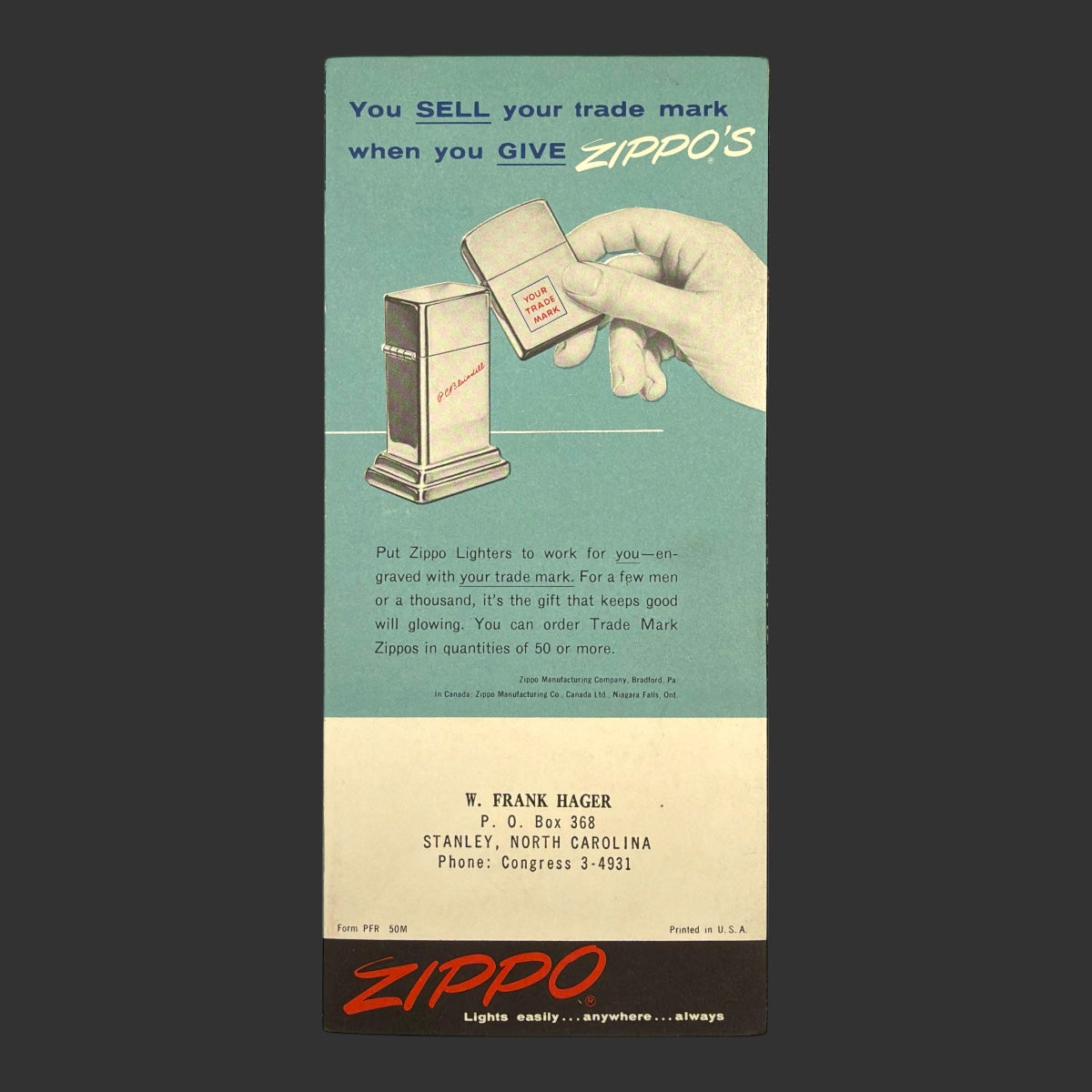 1953 Vintage Zippo Lighter Brochure