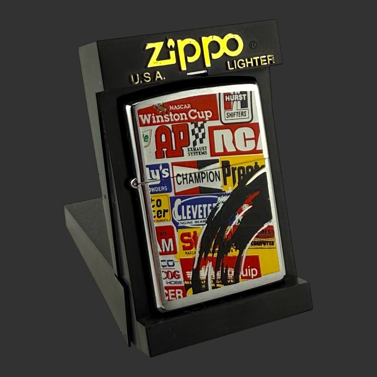 1997 Zippo Lighter - Winston Cup - Brushed Chrome