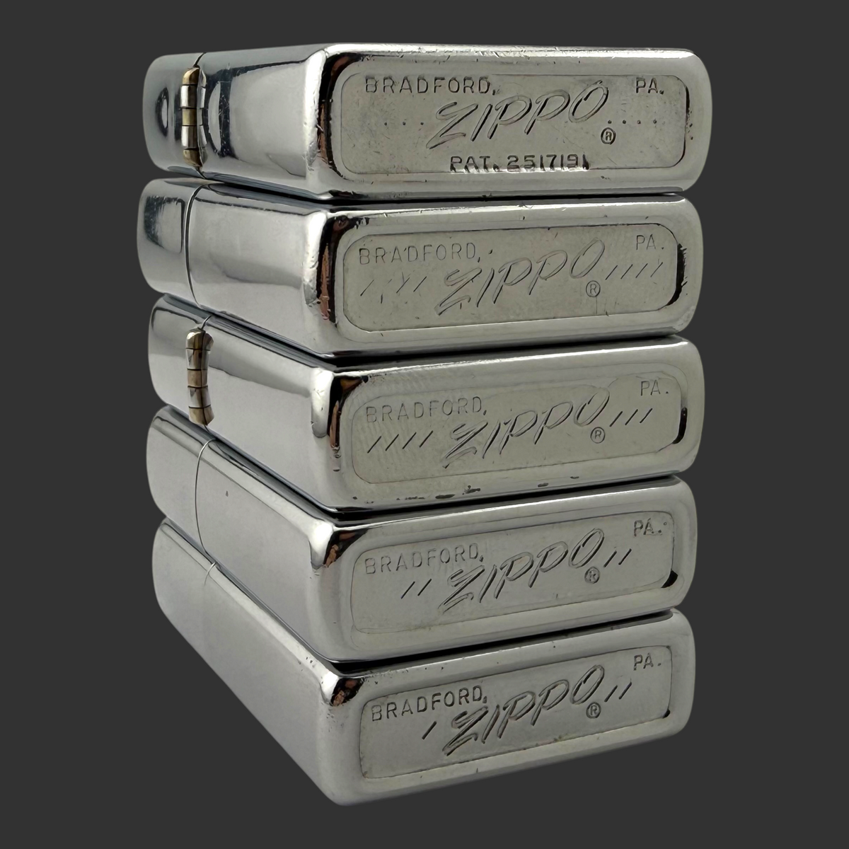Lot of 5 Vintage Zippo Lighters