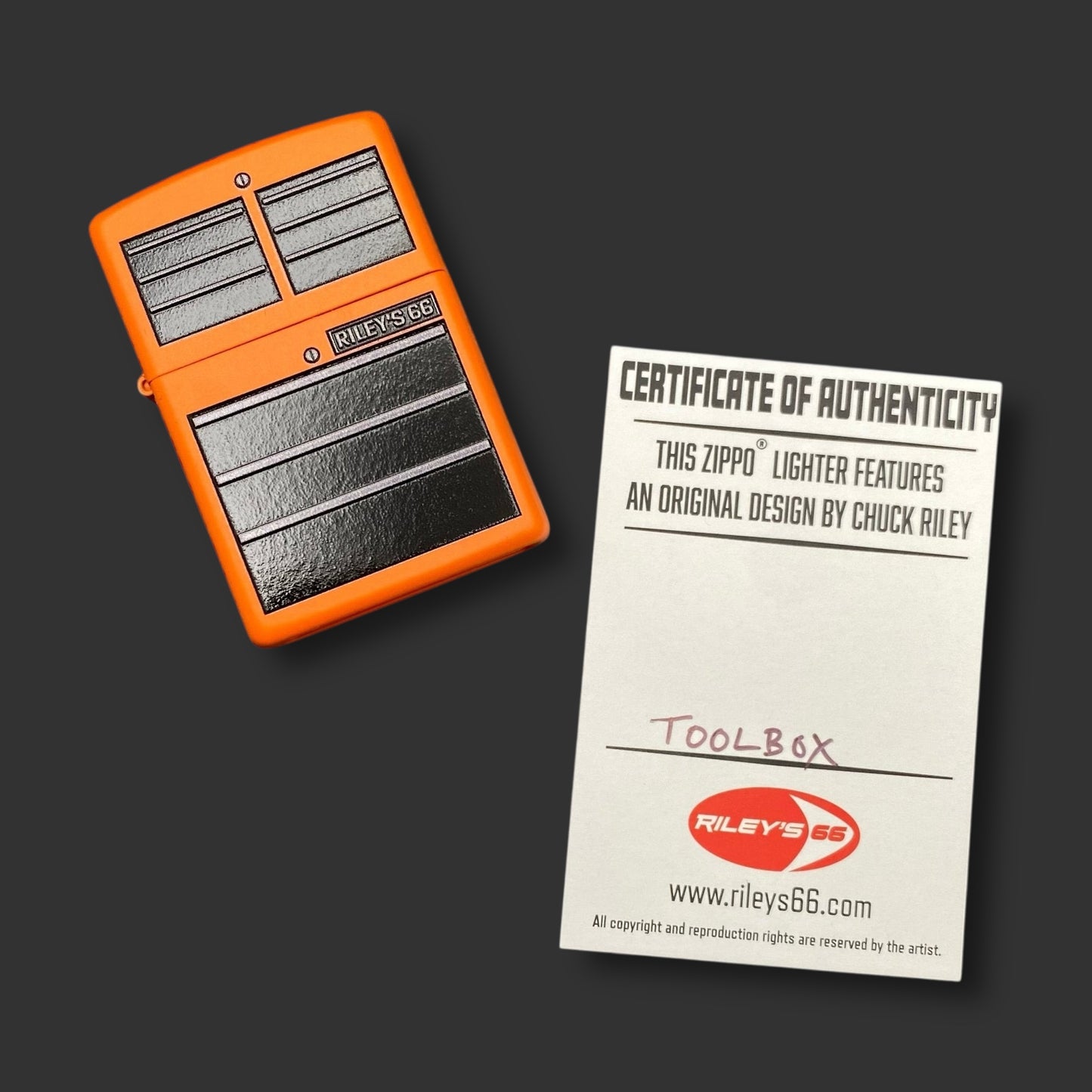 EXCLUSIVE - Riley's 66 Zippo Lighter - Toolbox - Orange Matte