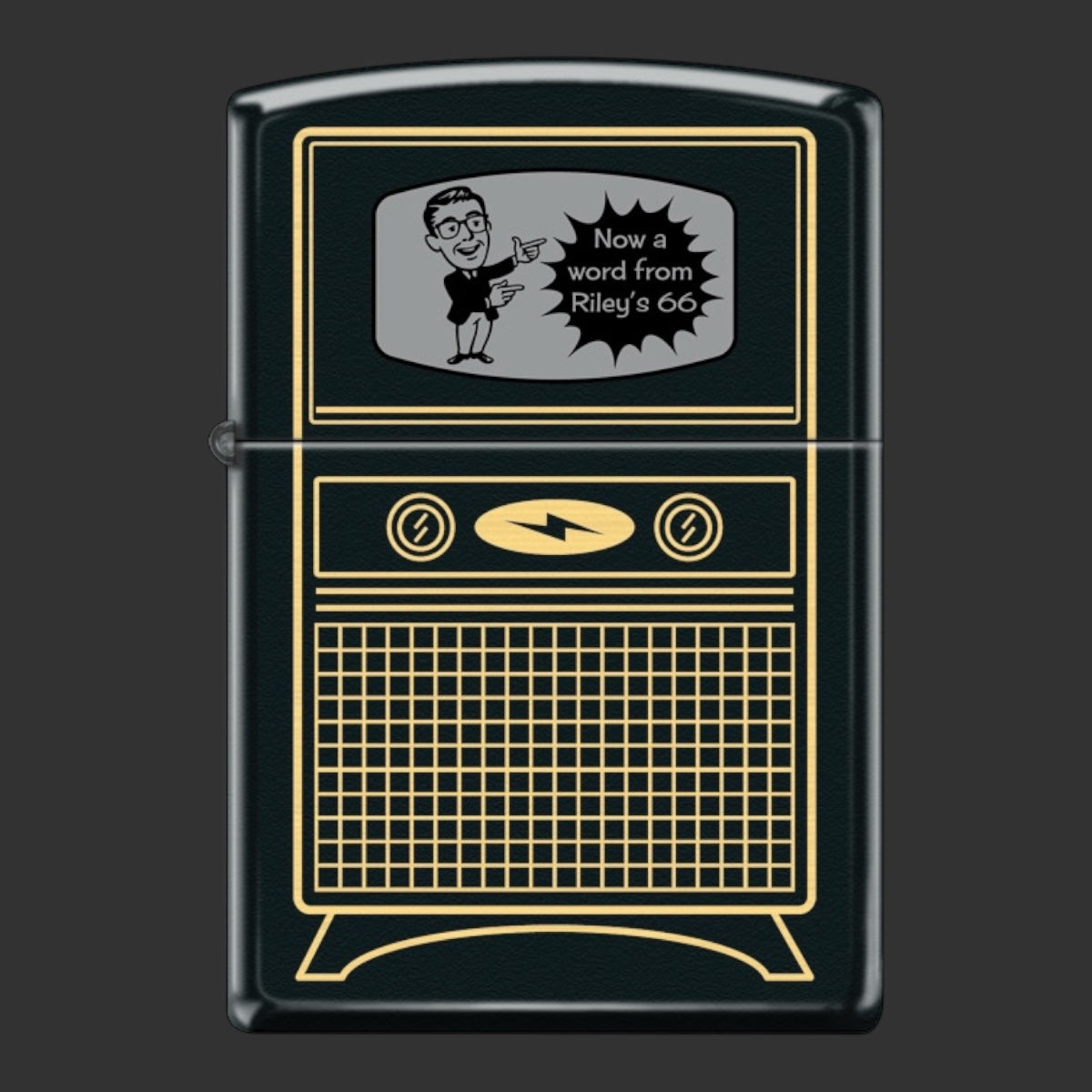 Original Riley's 66 Zippo Lighter - Vintage TV - 08/50 - Black Matte