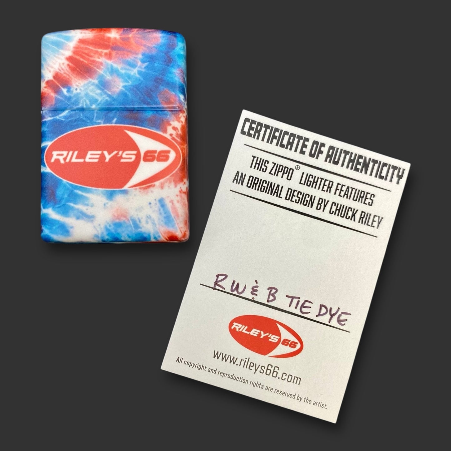EXCLUSIVE - Riley's 66 Zippo Lighter - Red White & Blue Tie Dye - 540 Color