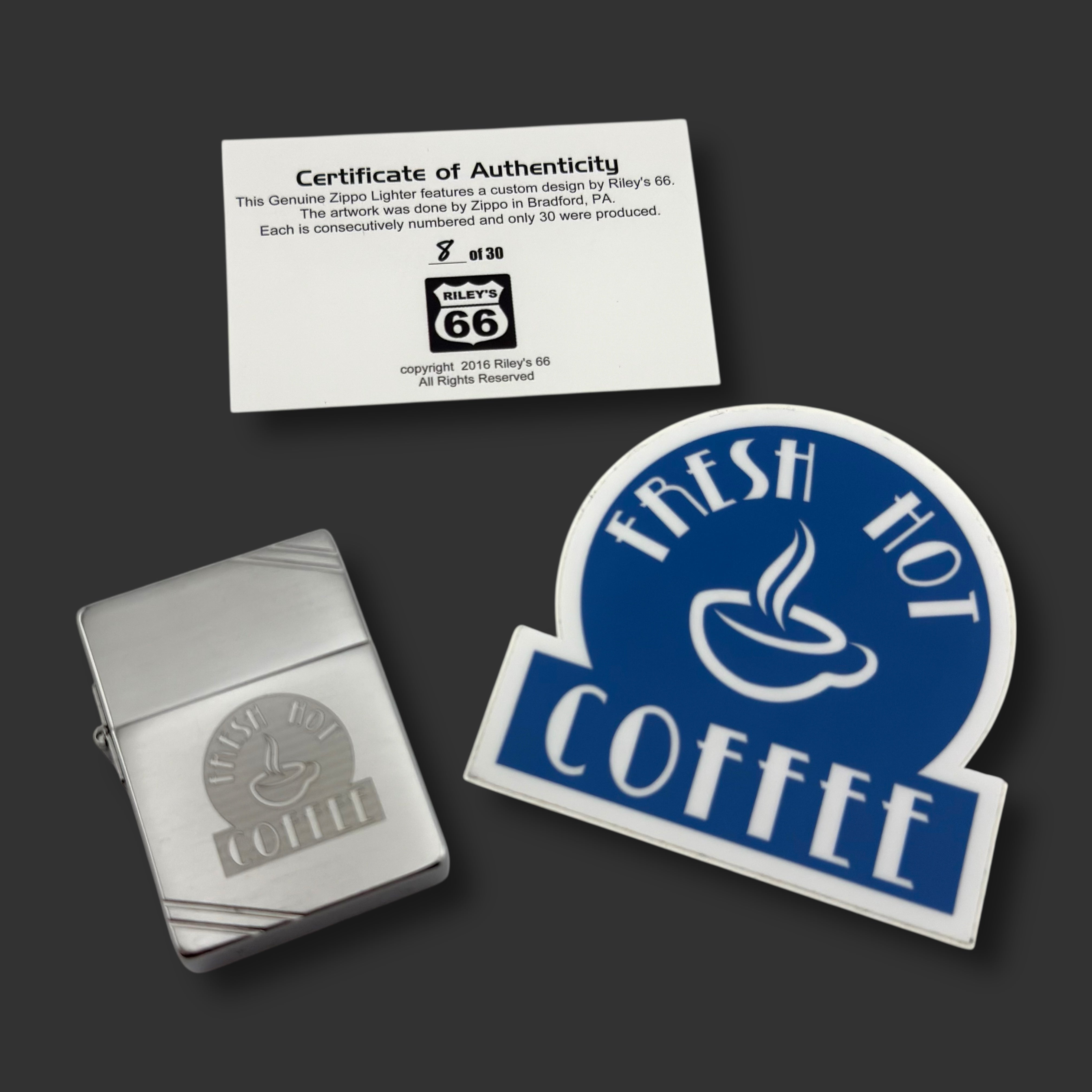 EXCLUSIVE - Riley's 66 Zippo Lighter - Fresh Hot Coffee - 08/30 - 1935 Replica
