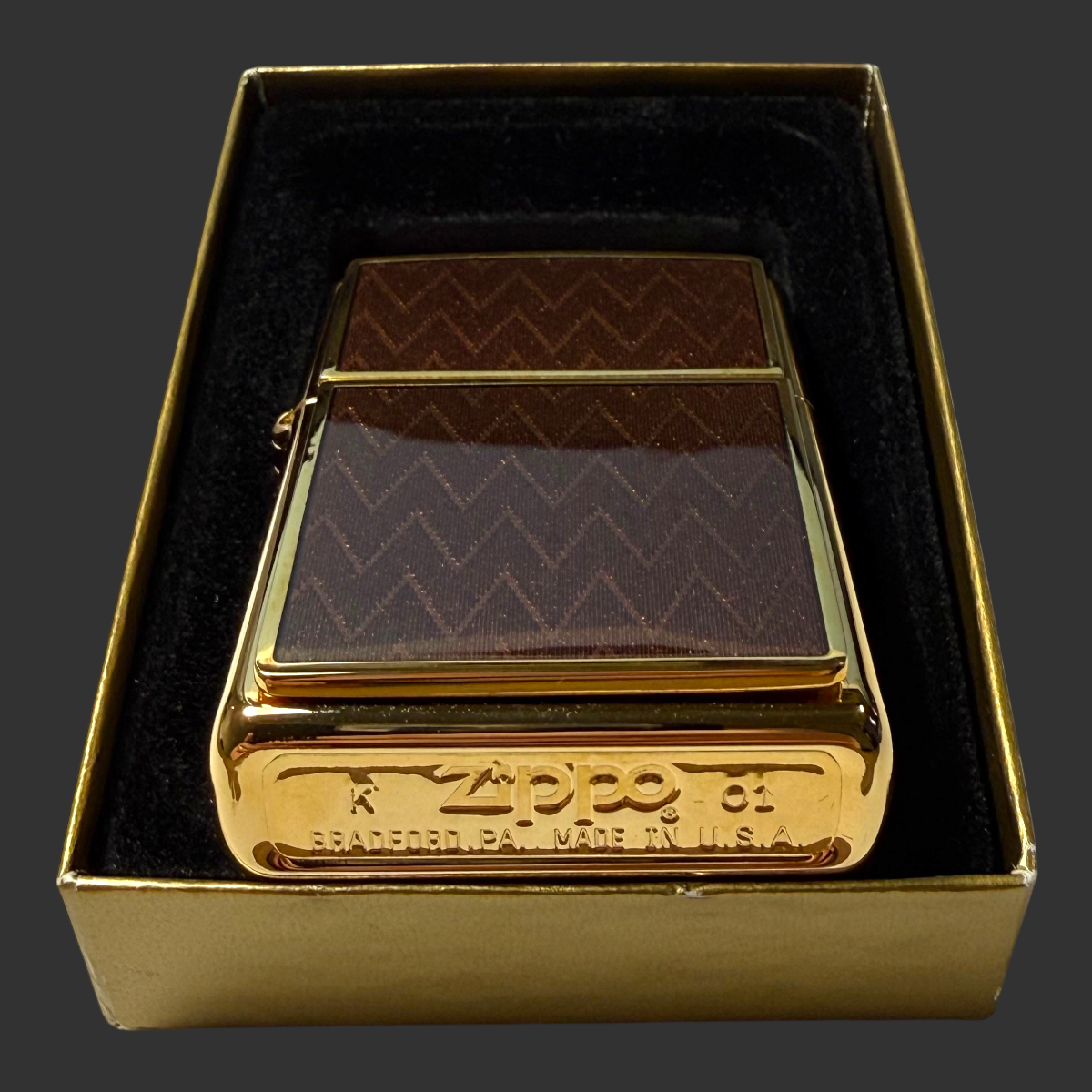 Brown Flame Stitch Zippo Lighter