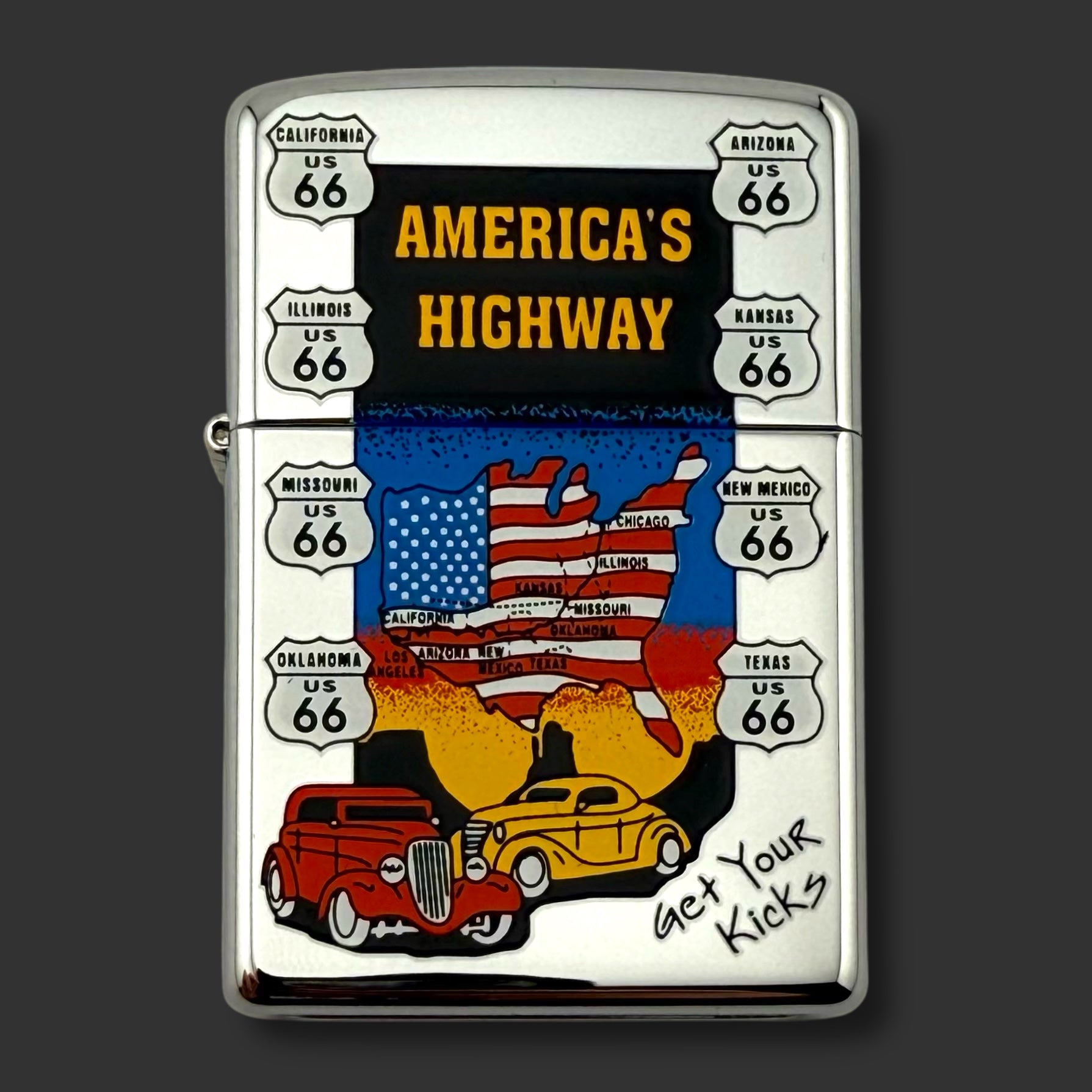 2007 Zippo Lighter - Route 66 - High Polish Chrome