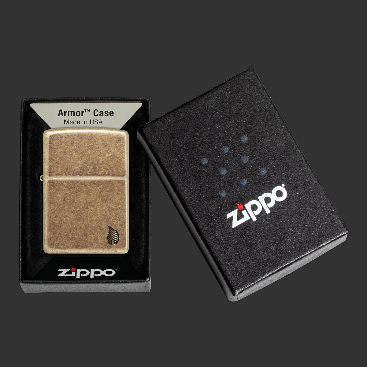 Zippo Lighter Armor® Antique Brass Flame Design