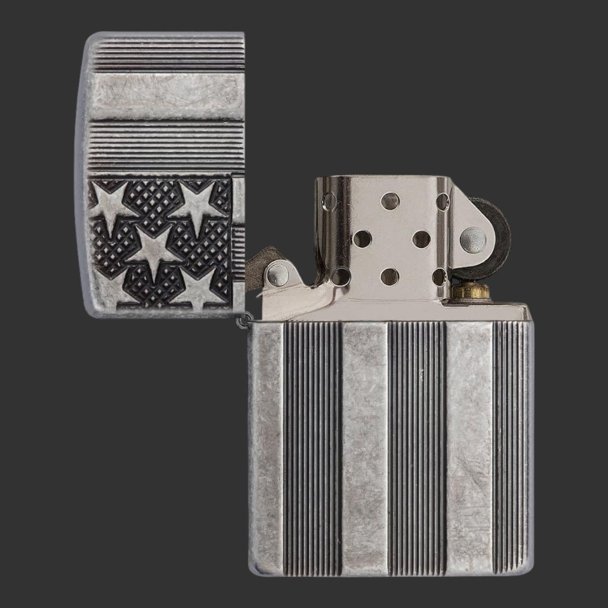 Zippo Lighter Armor® Antique Silver Flag Design