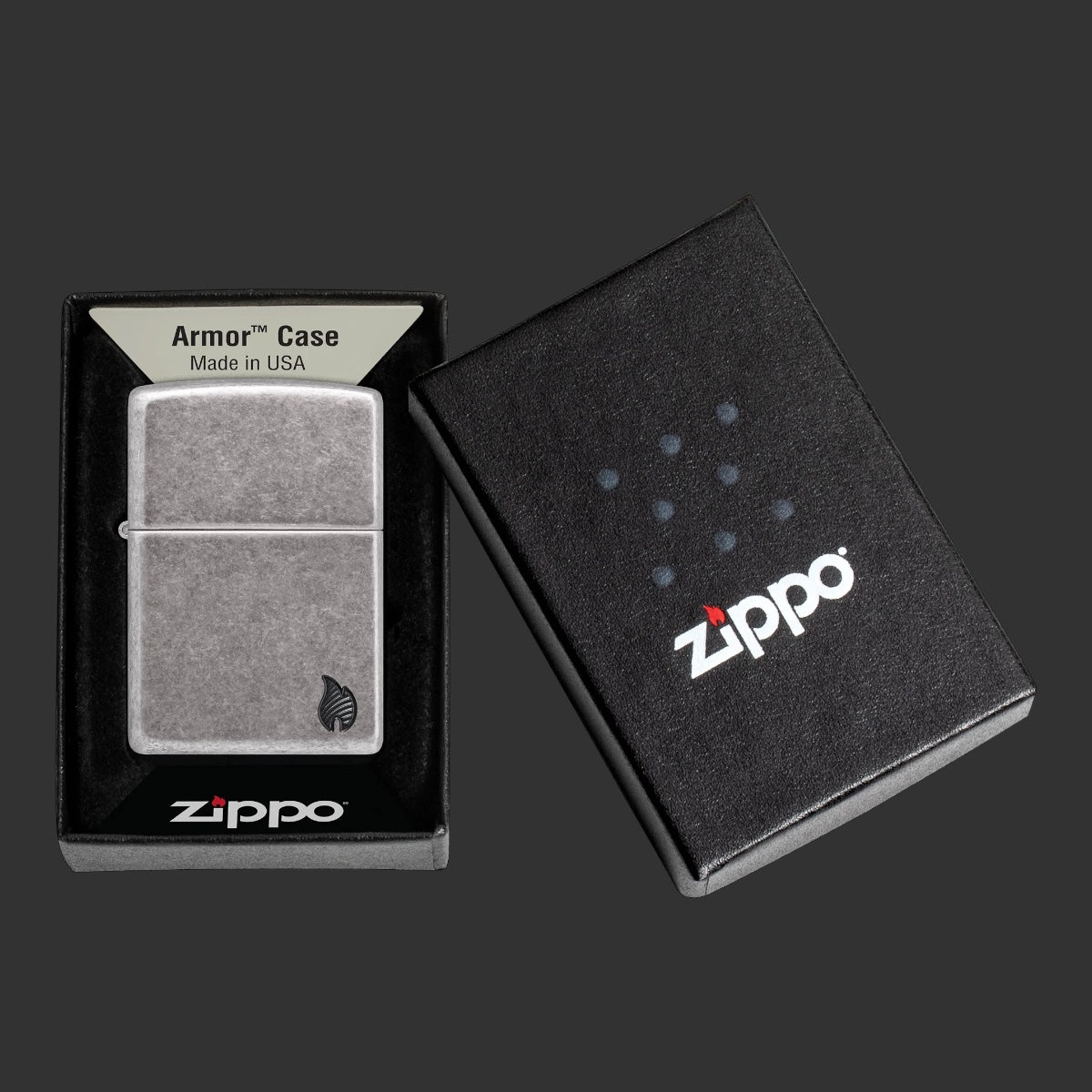 Zippo Lighter Armor® Antique Silver Flame Design