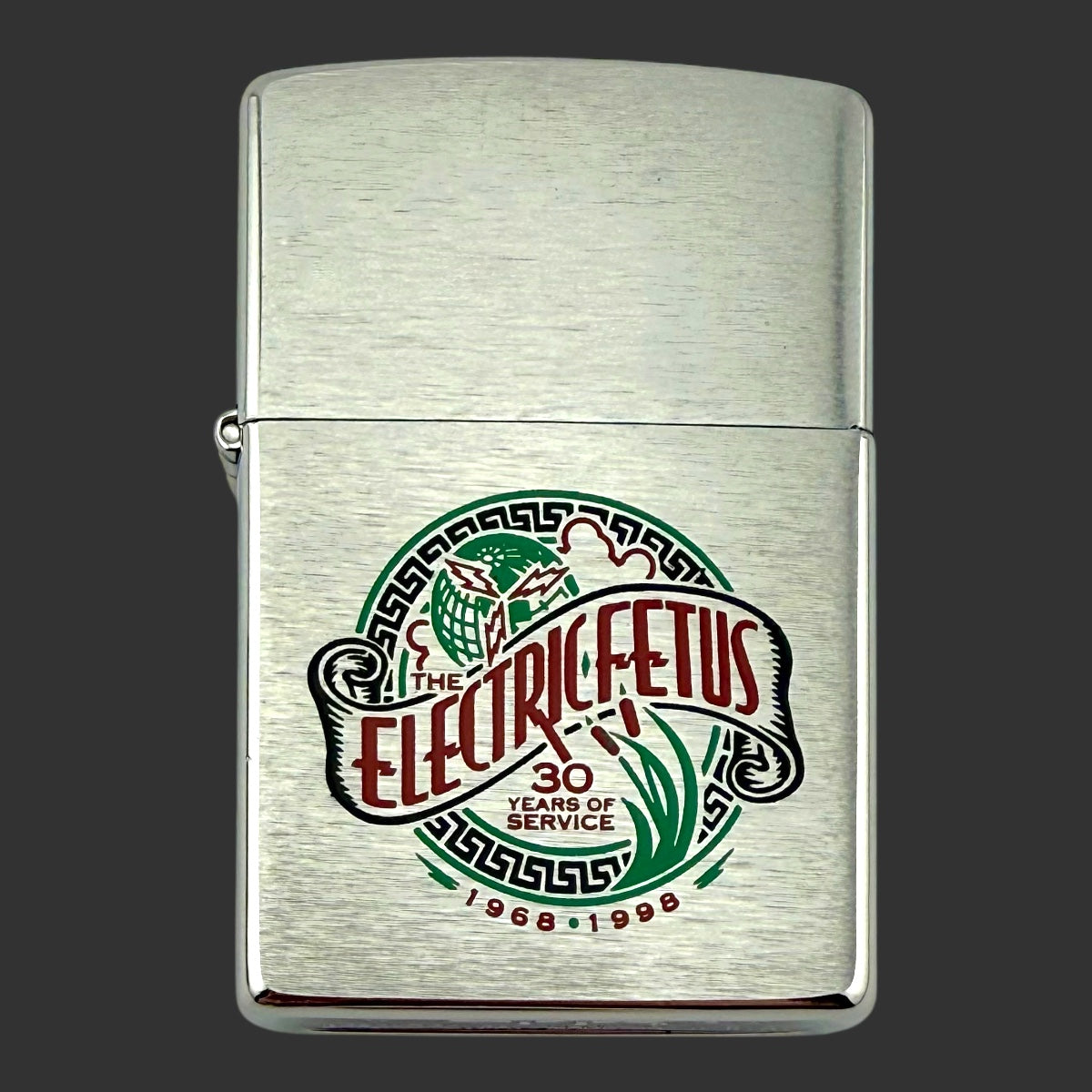 1998 Zippo Lighter - Electric Fetus - Etch & Paint - Brushed Chrome
