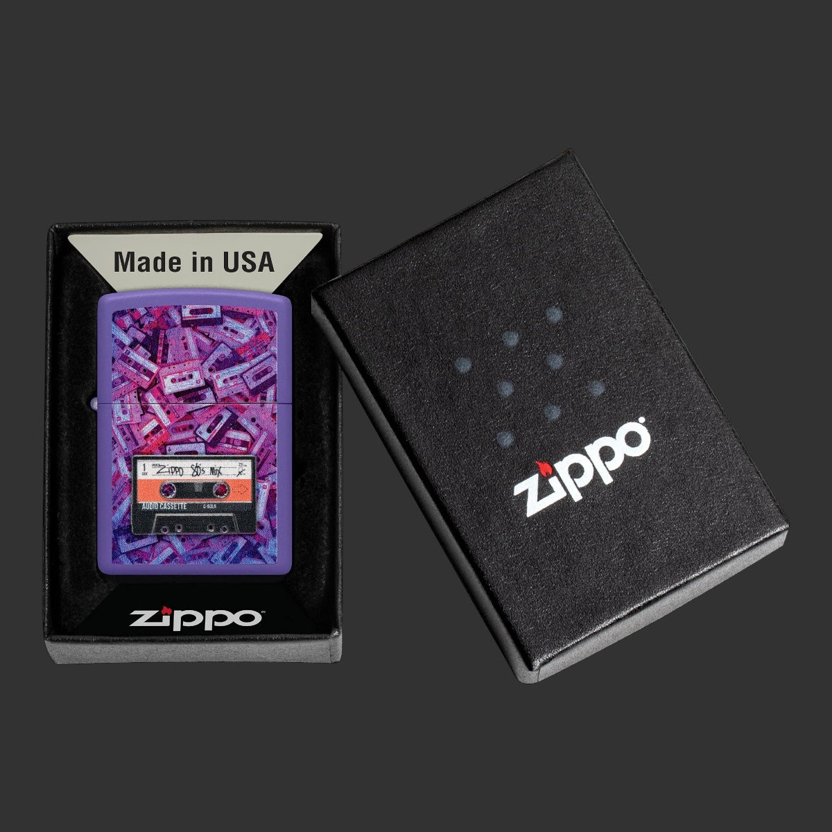 Zippo Lighter 80's Cassette Tape Design