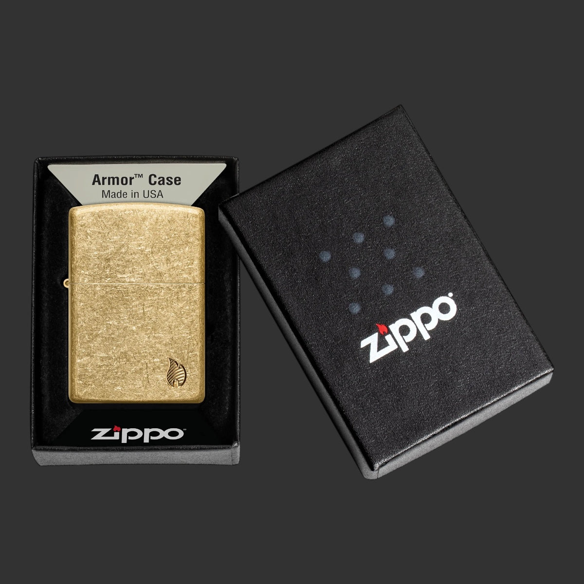 Zippo Lighter Armor® Tumbled Brass Flame Design