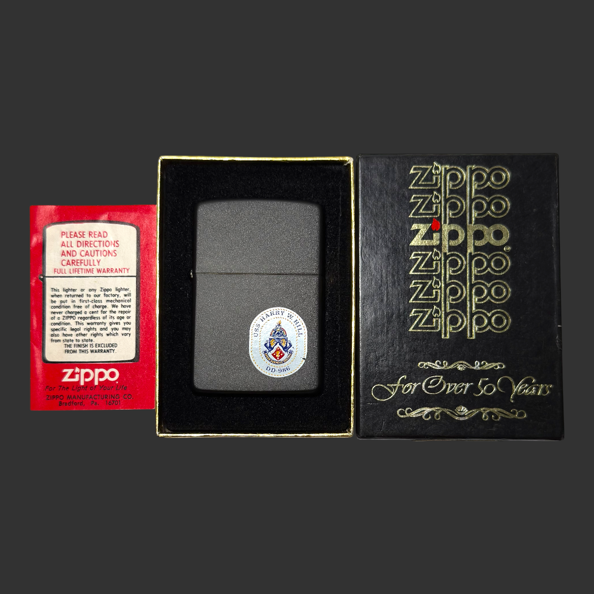 1982 Vintage USS Harry W. Hill DD-986 Zippo Lighter