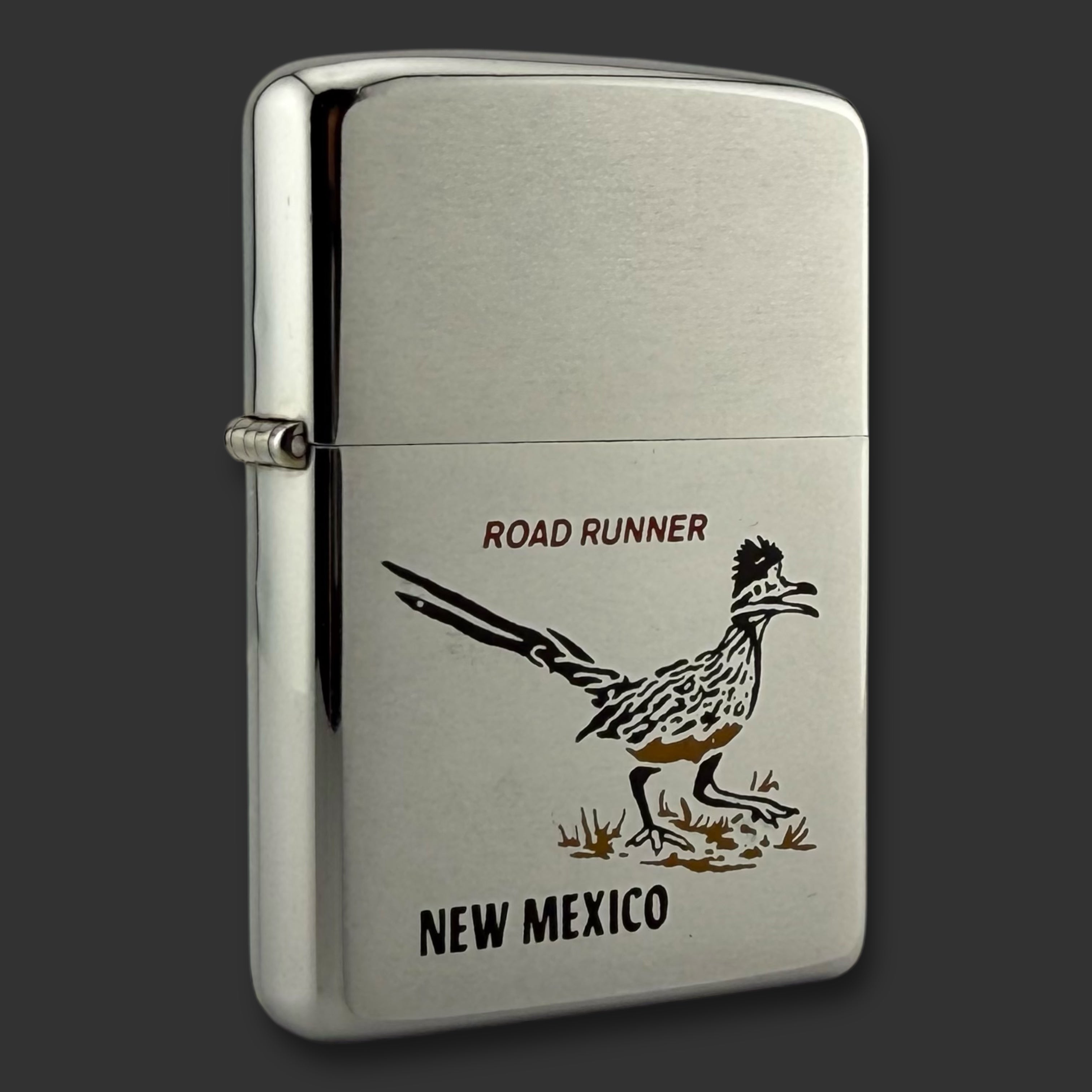 1970 Zippo Lighter - New Mexico - Etch & Paint - Brushed Chrome