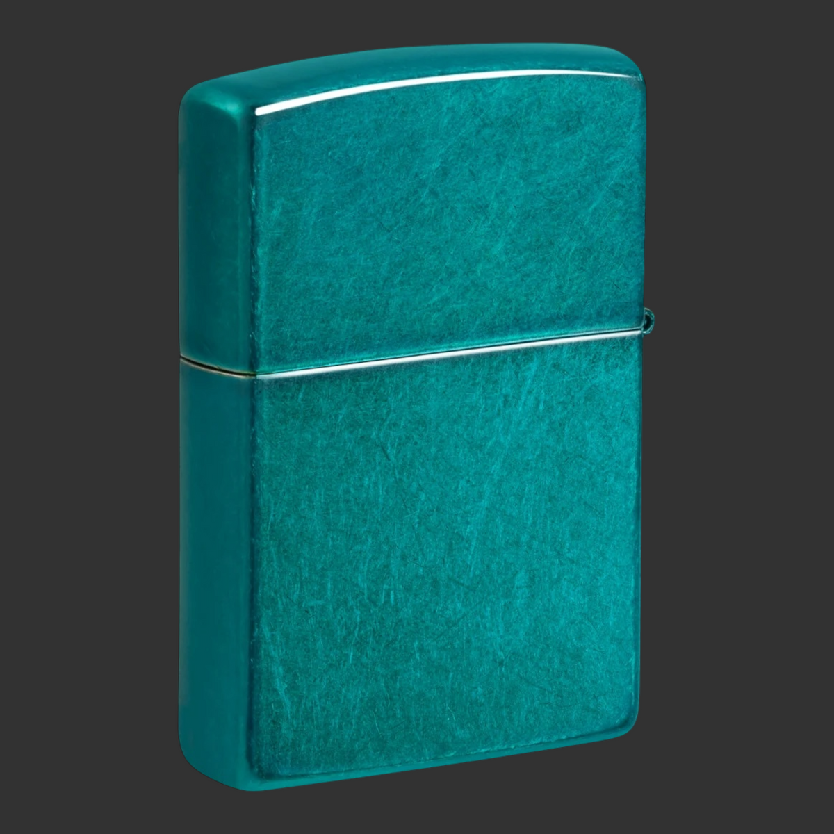 Back view Candy Teal Game On Zippo lighter with retro translucent gaming-device design.