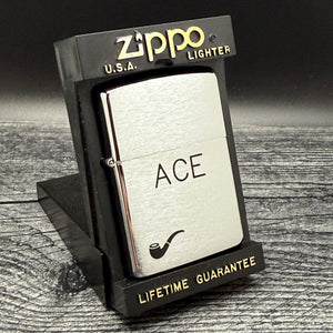 1995 Zippo Pipe Lighter - ACE - Brushed Chrome