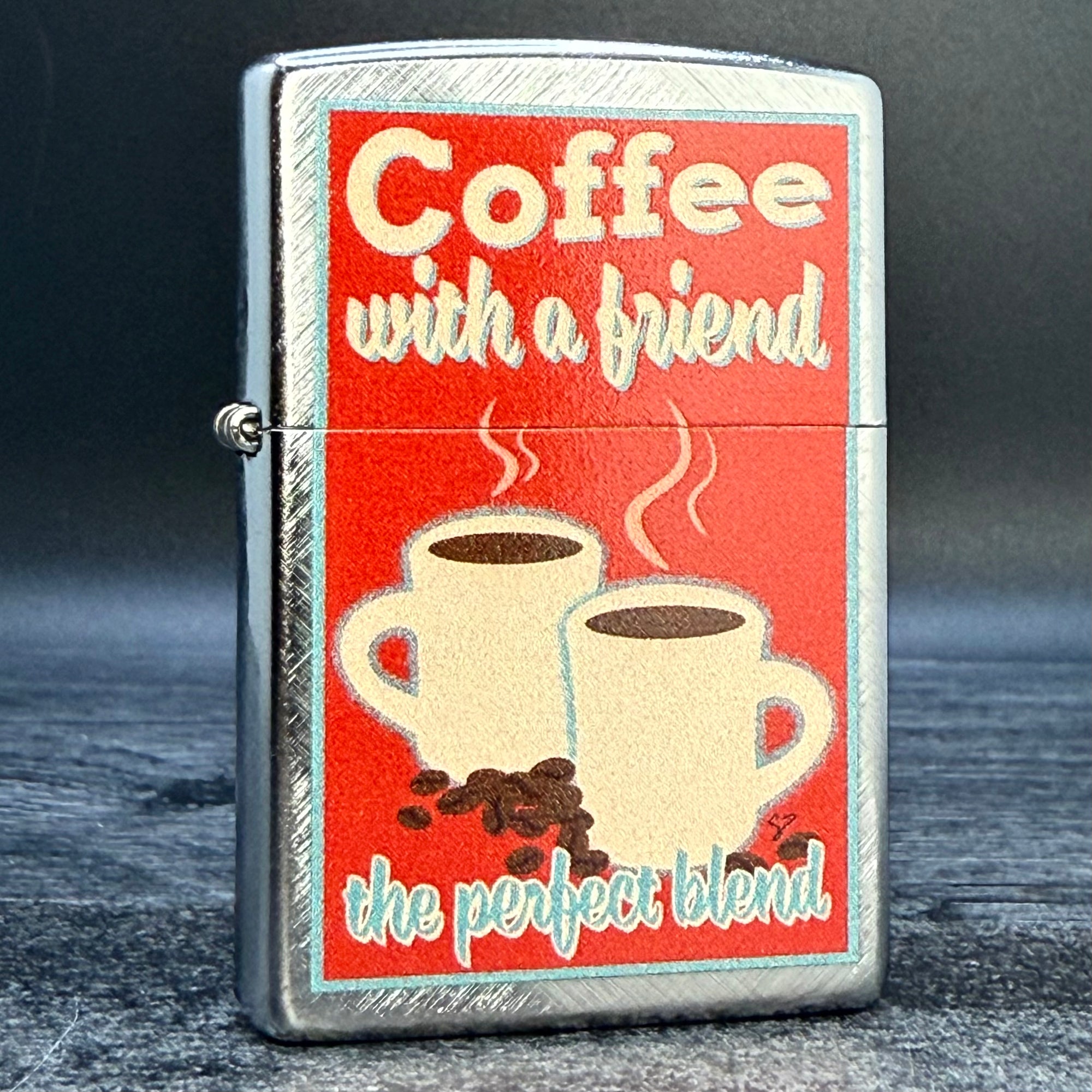 EXCLUSIVE - Riley's 66 Zippo Lighter - Coffee with a Friend - Diagonal Weave
