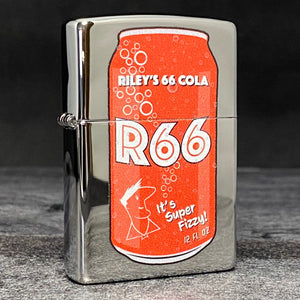 Exclusive - Riley's 66 Zippo Lighter - R66 Cola Can - High Polish Chrome