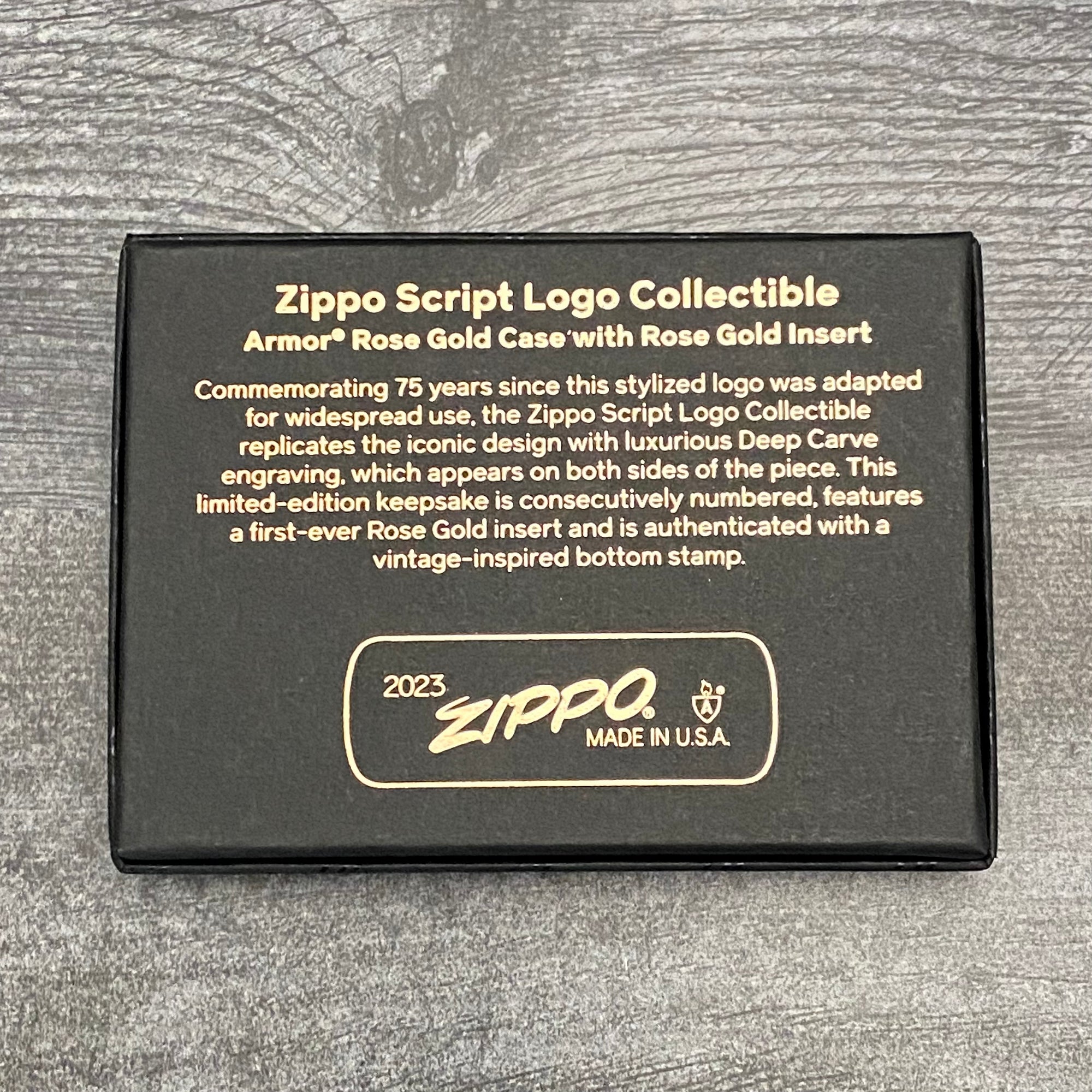Zippo Lighter - Script Logo Collectible - Rose Gold