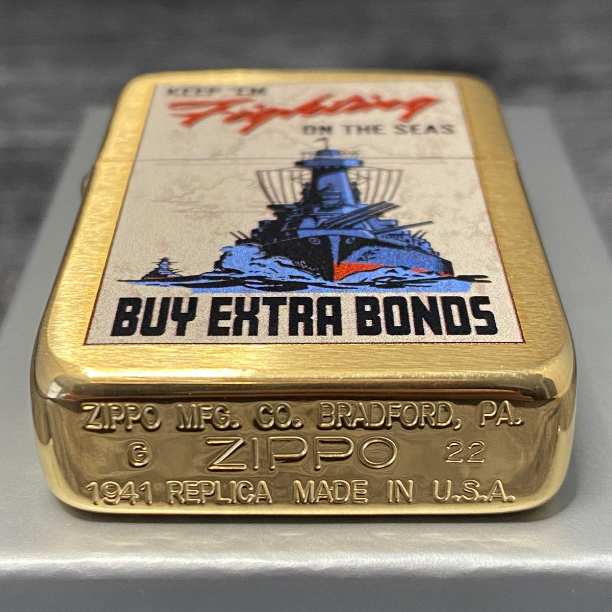 EXCLUSIVE - RILEY'S 66 ZIPPO LIGHTER - Keep 'Em Fighting - Brushed 