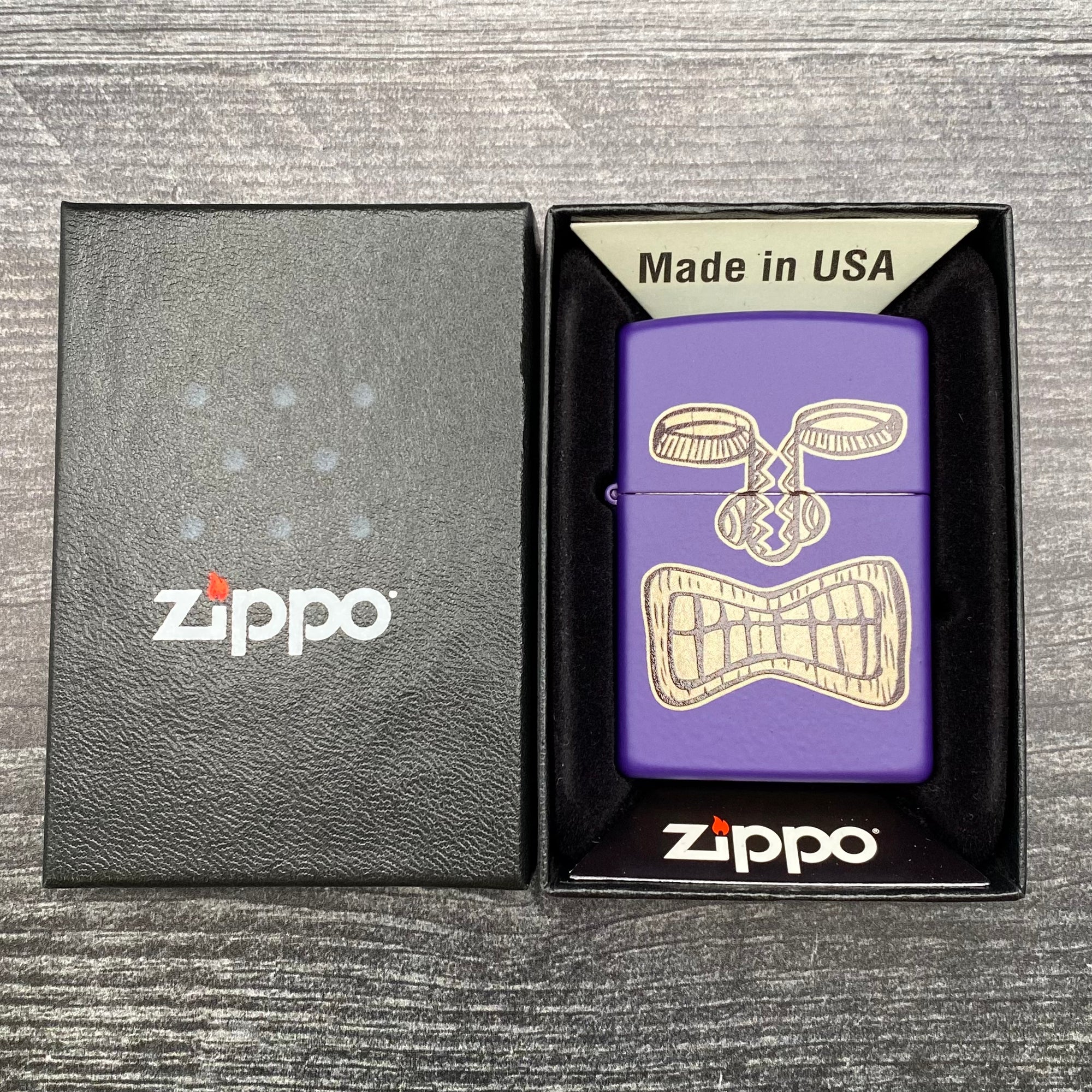 Zippo Lighter - Tiki Face - Purple Matte