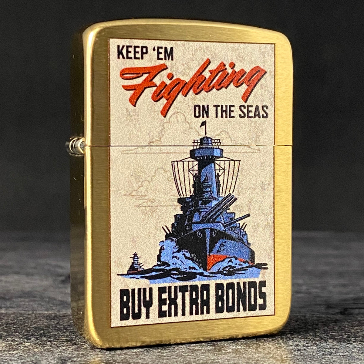 EXCLUSIVE - RILEY&#39;S 66 ZIPPO LIGHTER - Keep &#39;Em Fighting - Brushed Brass
